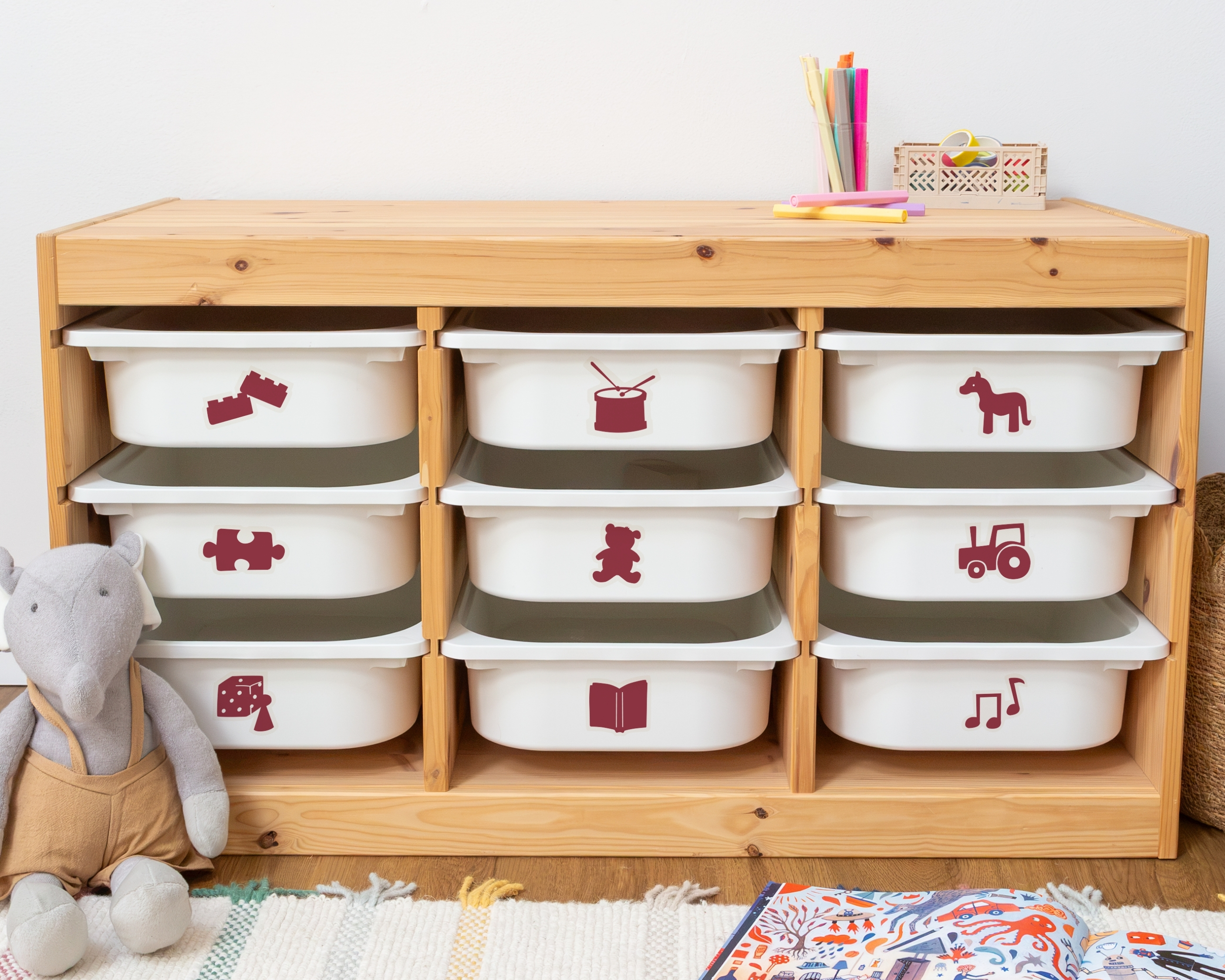 Toy storage, Aufbewahrungskisten, Holzregal, Aufbewahrung Plastik, Spielzimmer-Deko