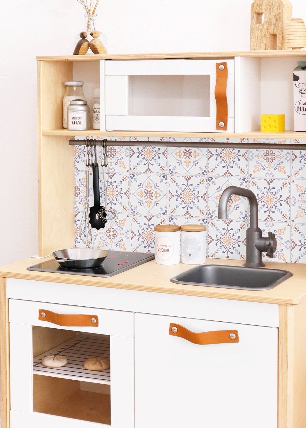 Ikea Duktig Kinderküche Kachla Mediterano Nordisch blau Komplettansicht Seite