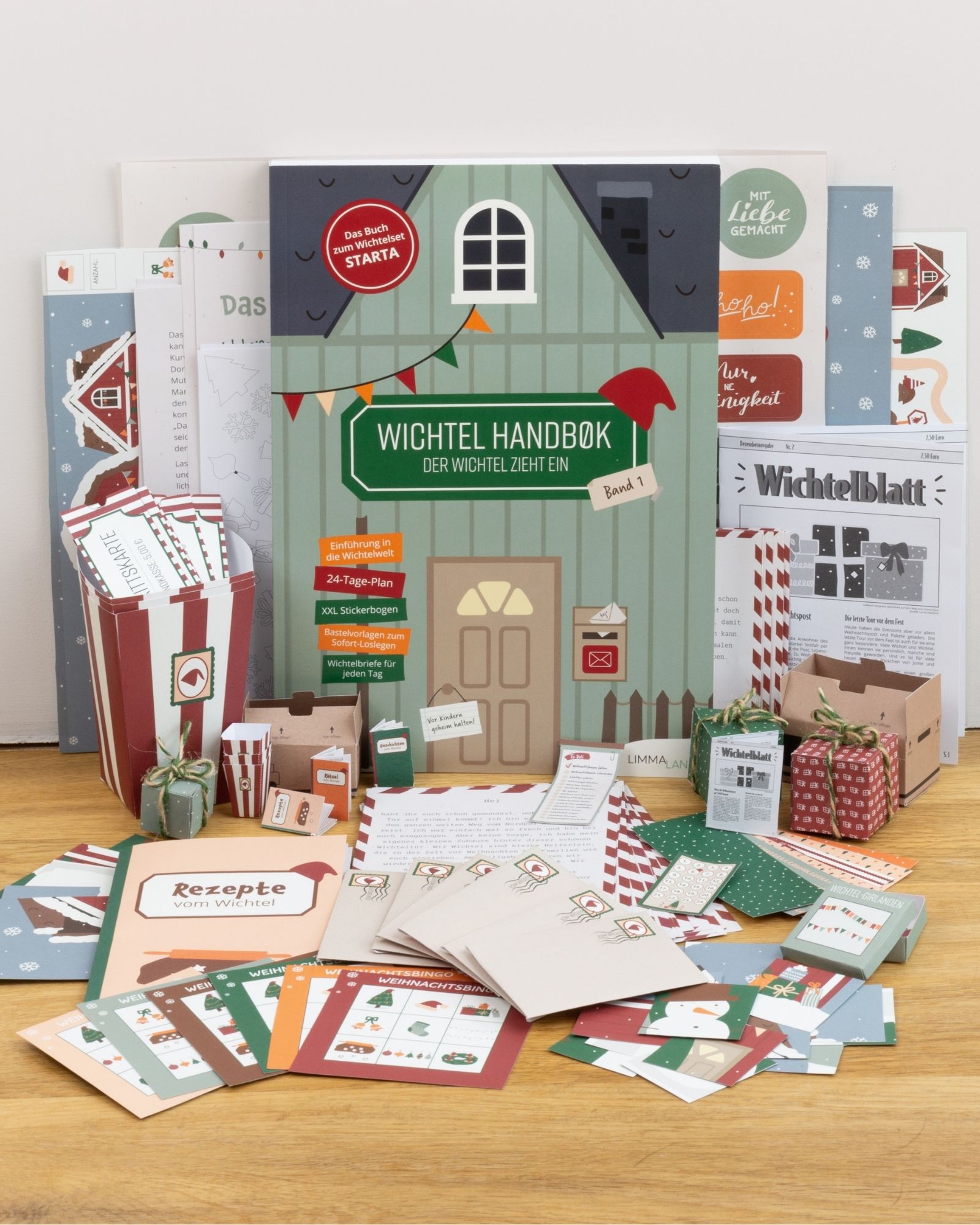 Weihnachtsbastelset, Wichtelbuch, Bastelmaterial, Weihnachtsdeko, Buchstickers