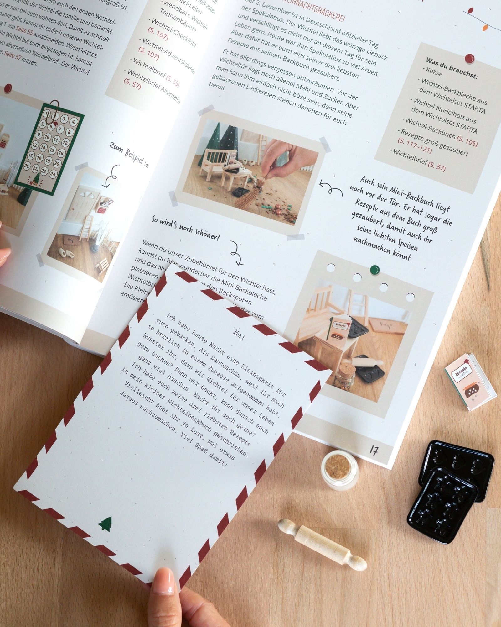 Backset, Mini-Backblech, Holz, Kochwerkzeug, Buch-Beleuchtungsset