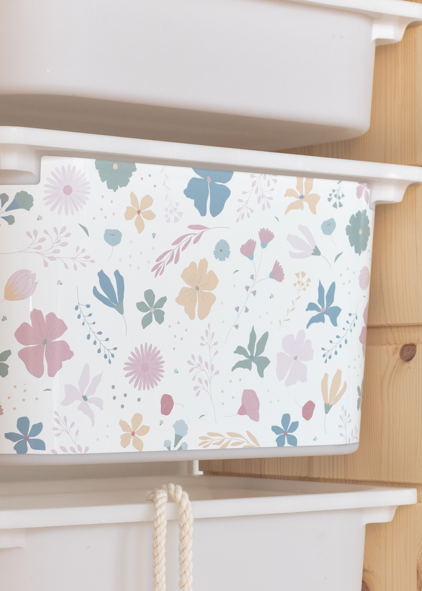 stickerset ikea trofast box mittel laengsseite blumig rosa blau