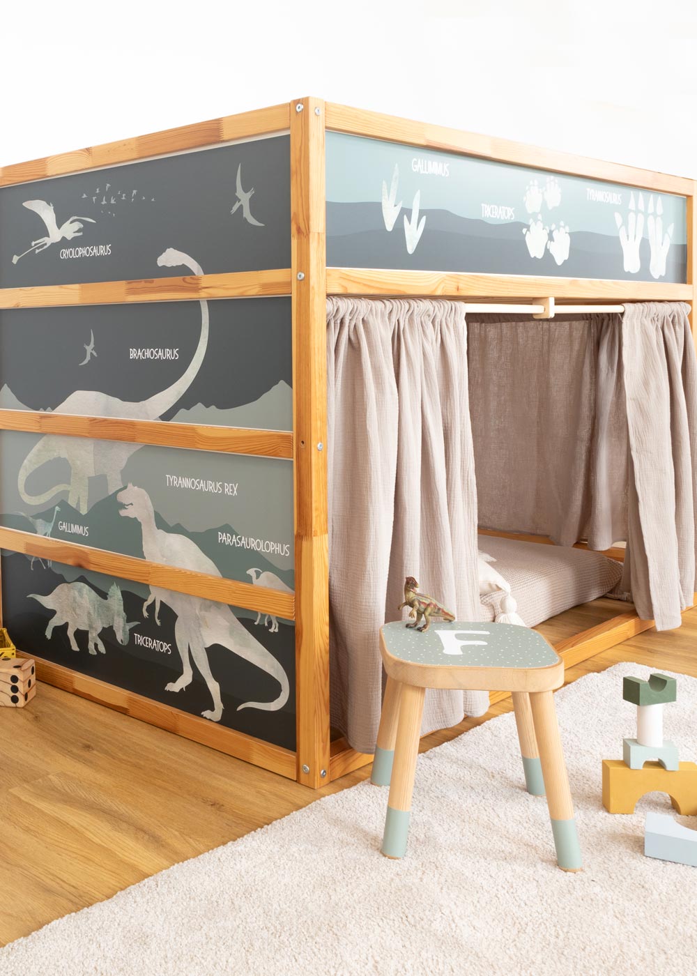 klebefolie ikea kura hochbett dinosaurier gruen 7