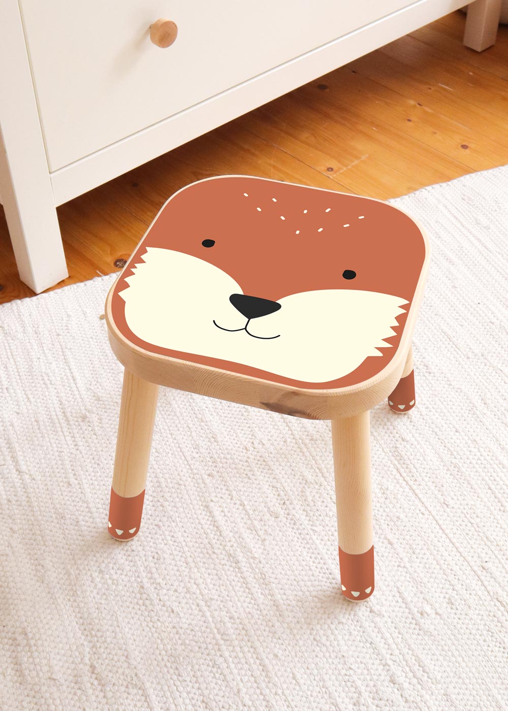 klebefolie ikea flisat kinderhocker tierig fuchs 1