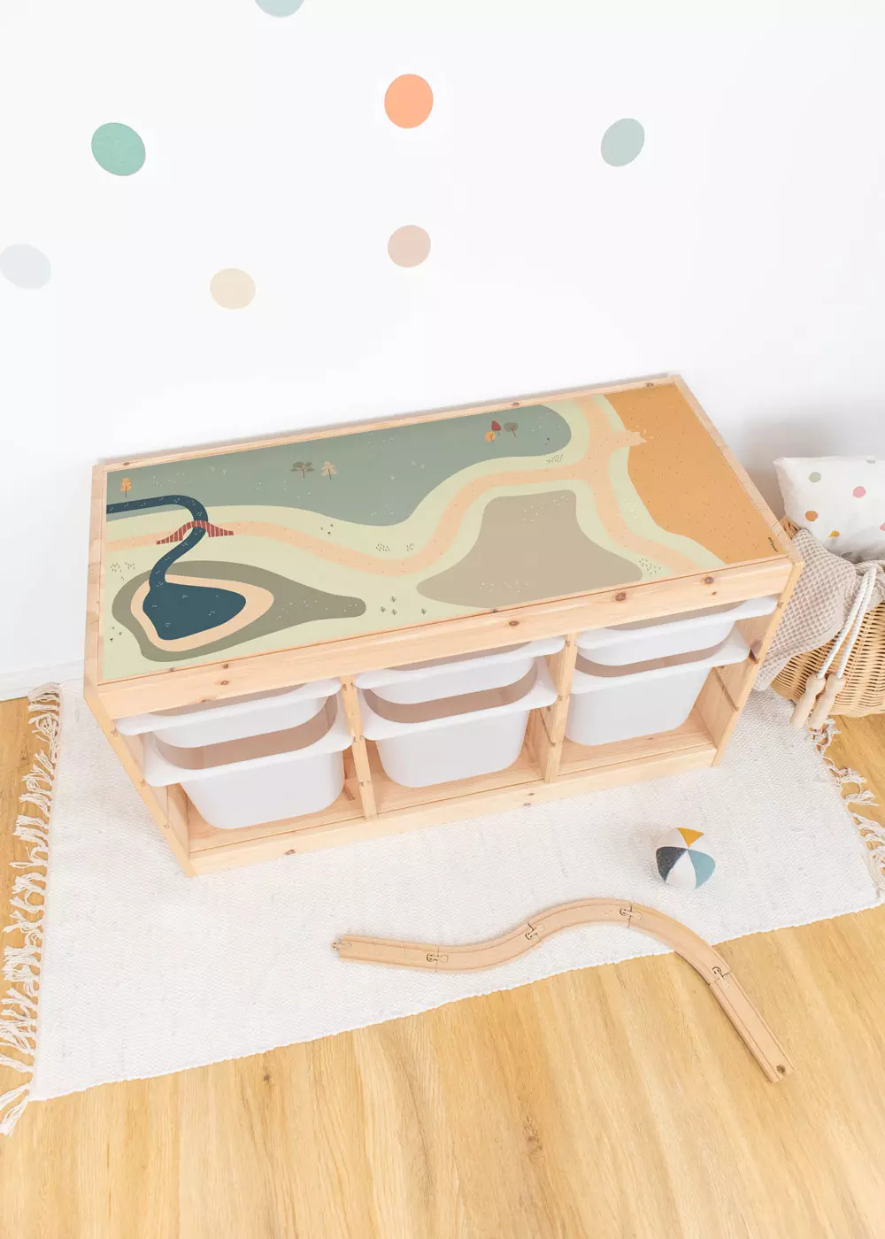Klebefolie für Ikea Trofast Kinderzimmer Regal mit Wiese-Motiv