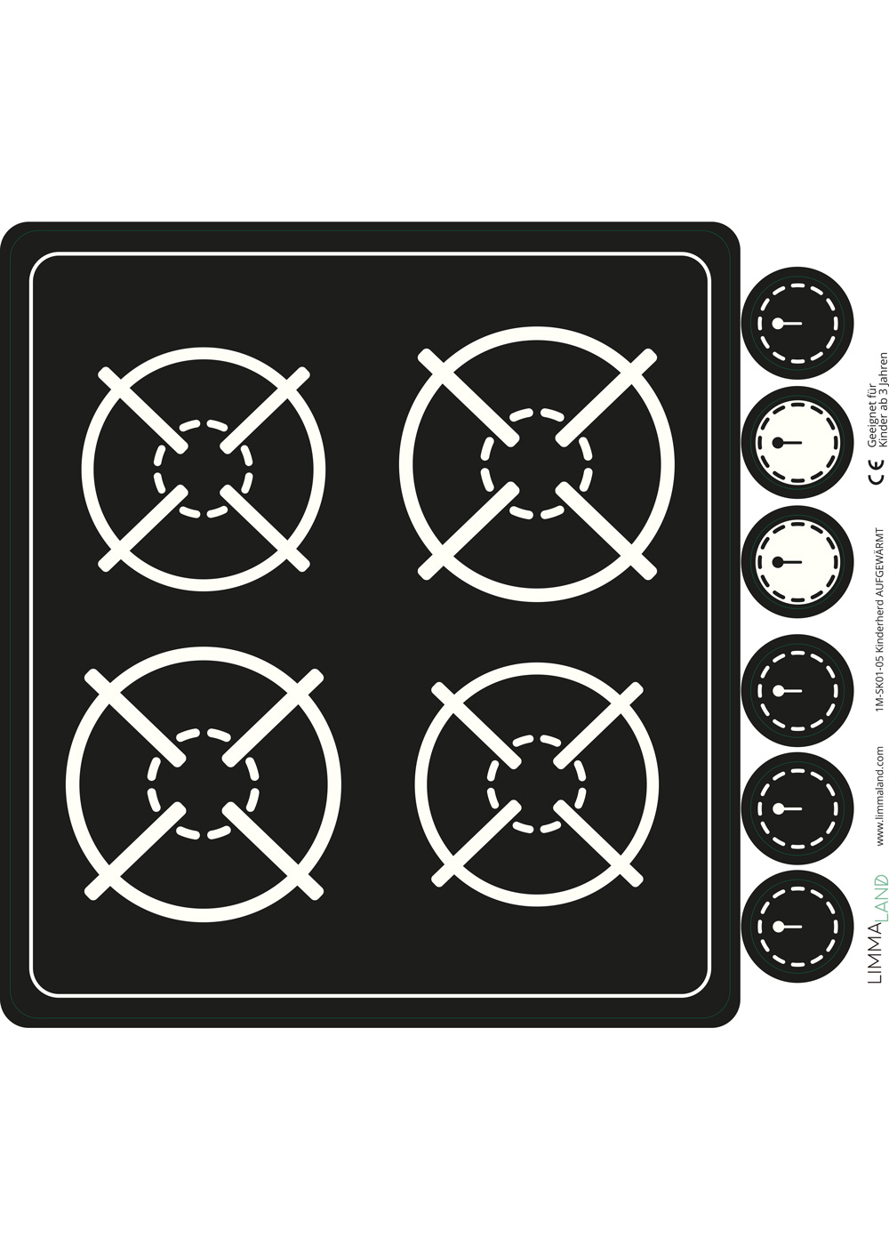 Klebefolien Kochplatten Ceranfeld Herdplatten Kochfeld aufgewärmt Druckvorlage