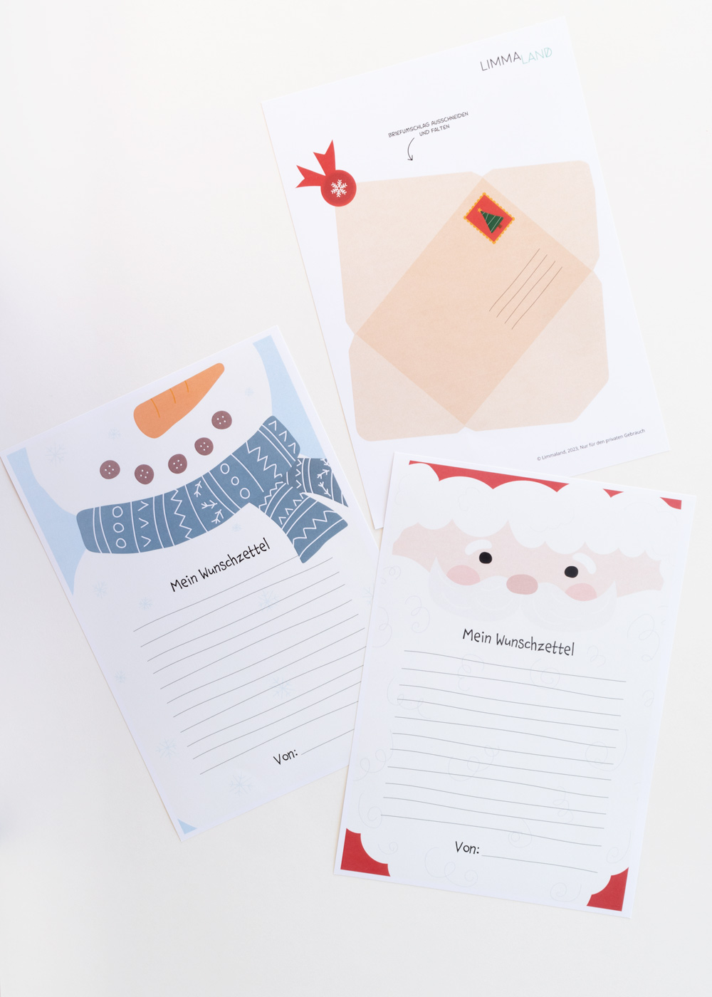 Wunschzettel schreiben mit weihnachtlicher Vorlage