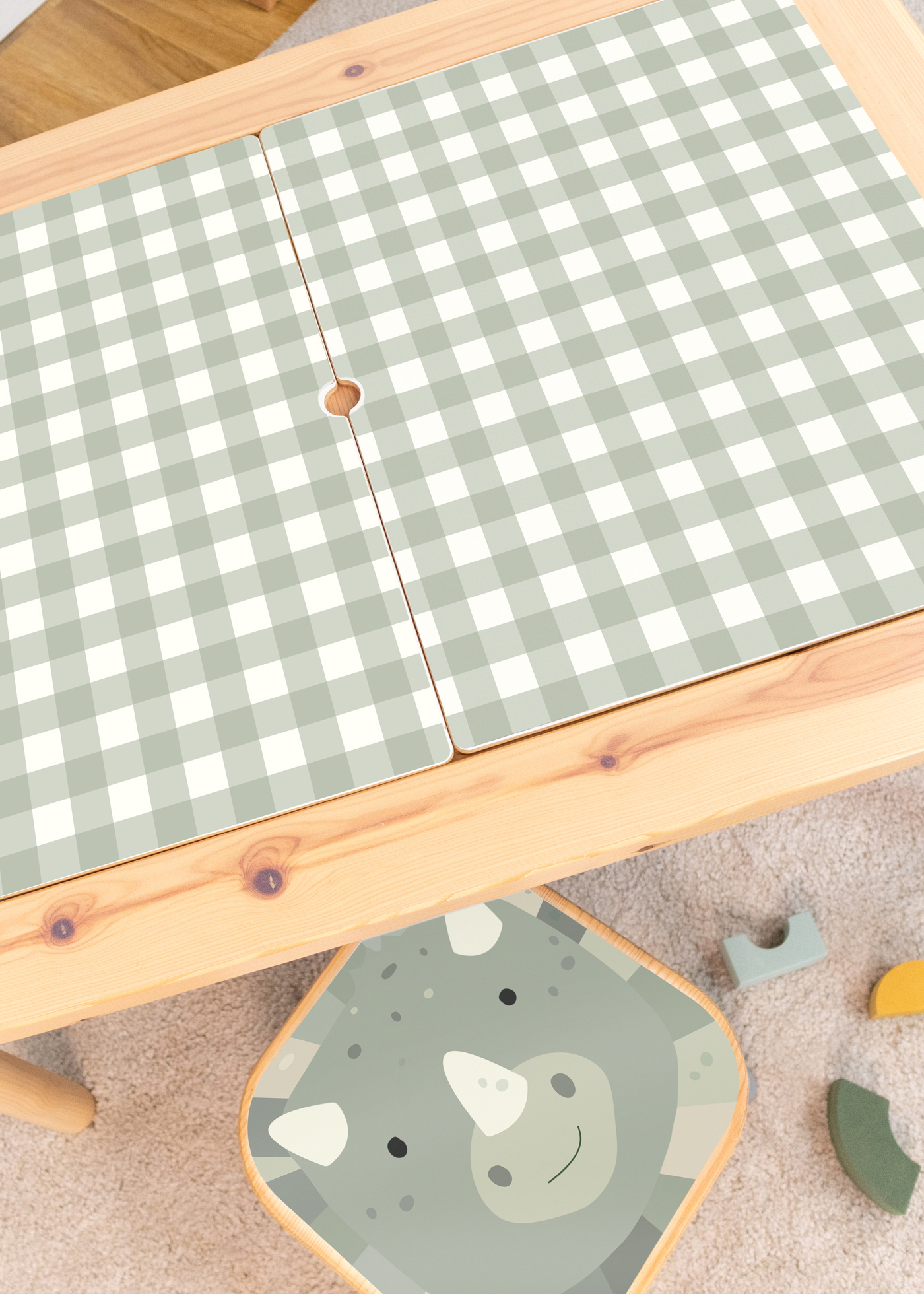 klebefolie ikea flisat kindertisch vichy karo ukalyptus 2