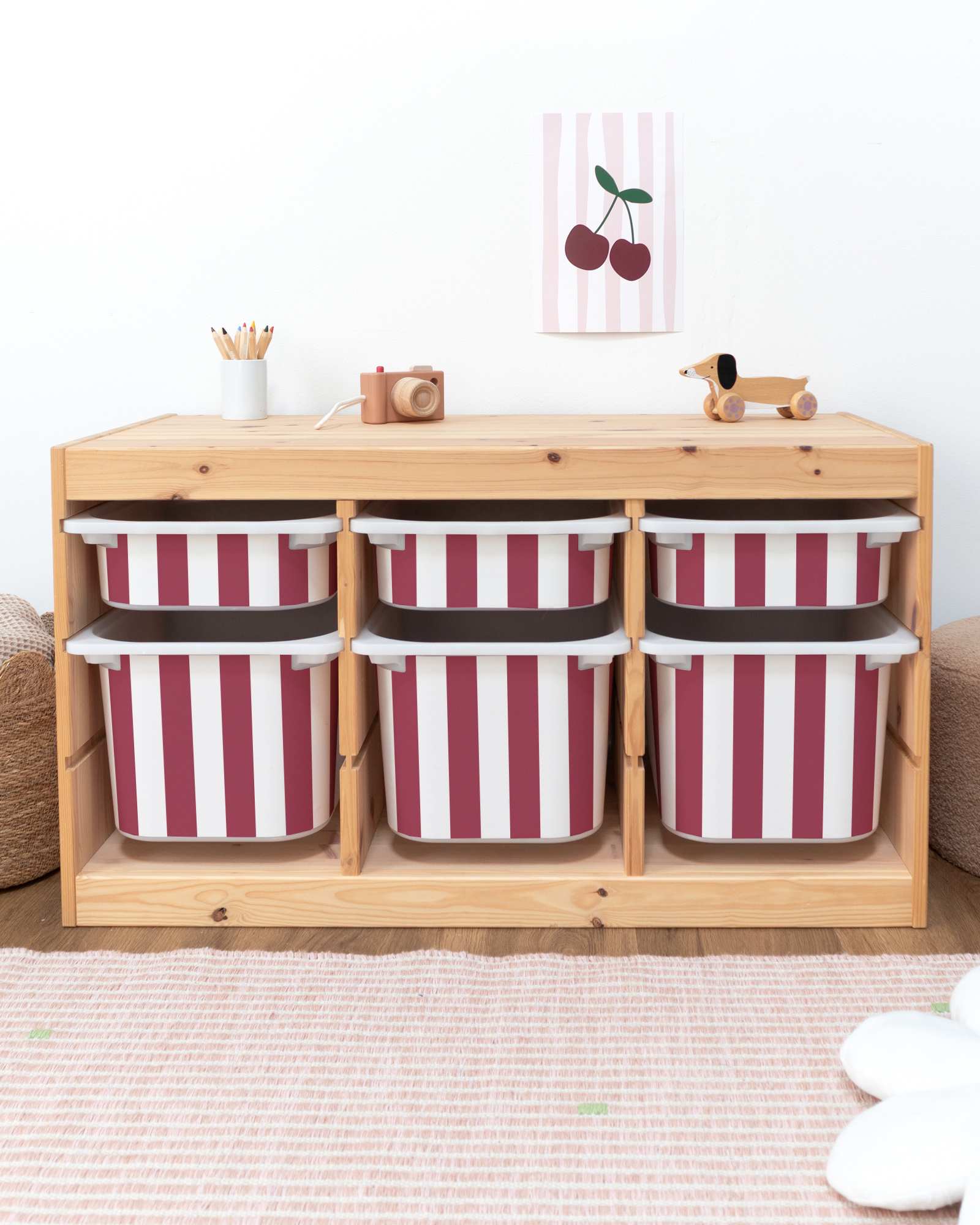 klebefolie ikea trofast box klein kopfseite vichy streifig beerig 0