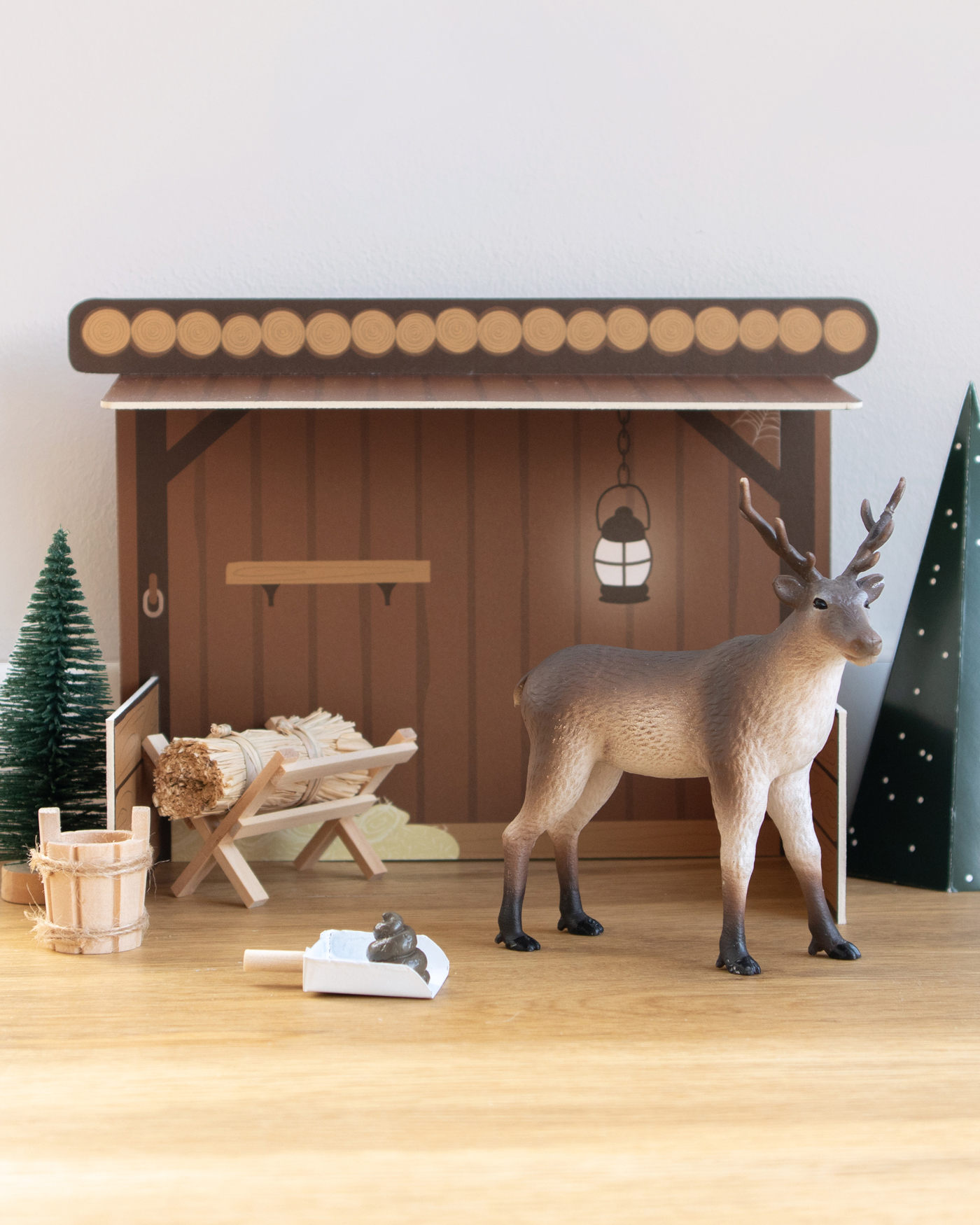 Reh, Weihnachtsdorf, Holz, Miniatur, Dekoration