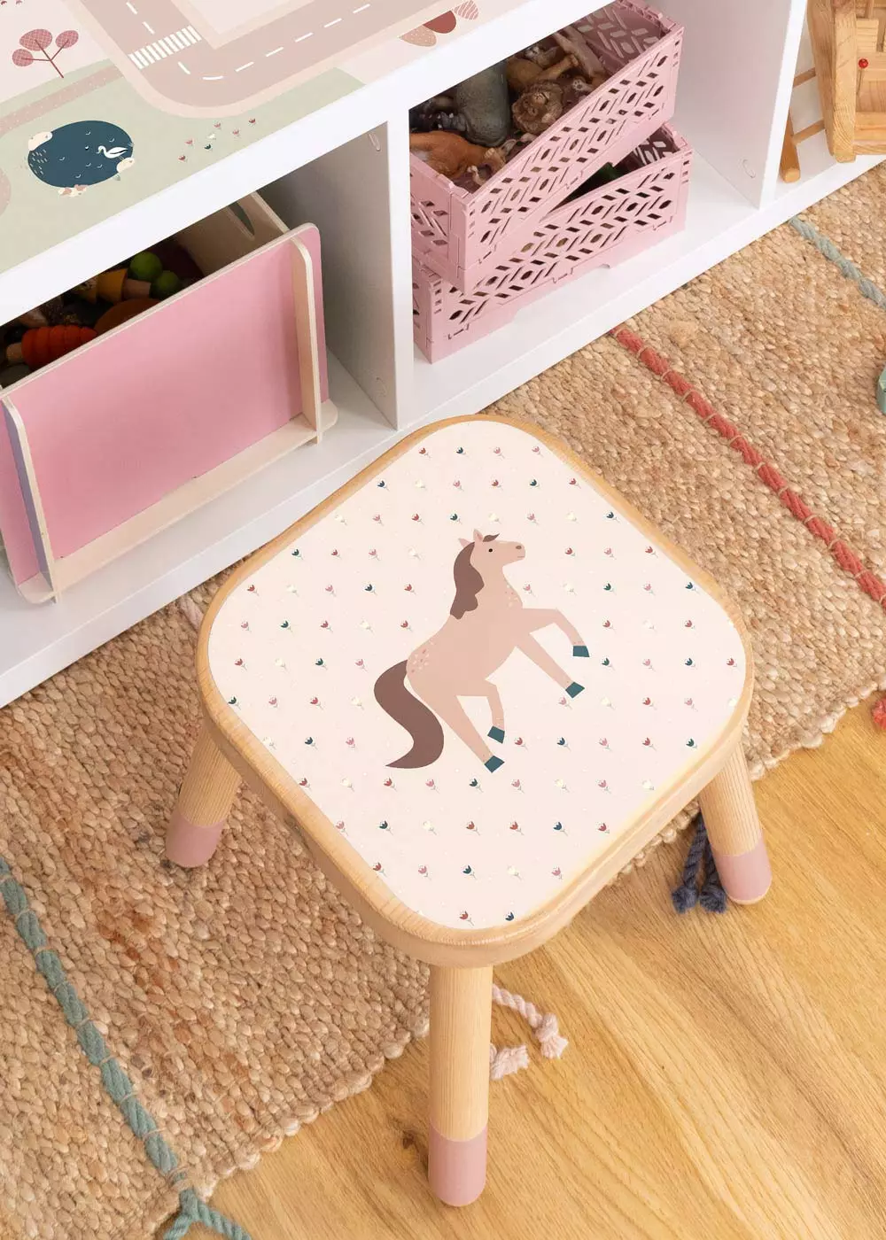 Pferd Klebefolie für Ikea Flisat Kinderhocker personalisierbar