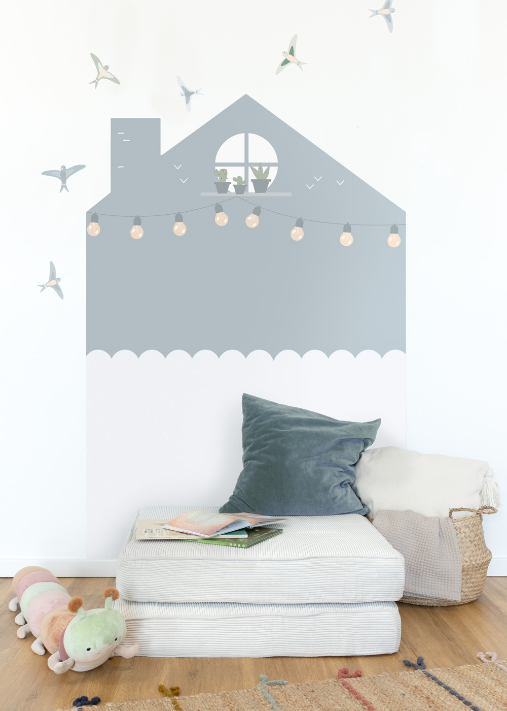 klebefolie haus kinderzimmer wandhus nordisch blau 2 klebefolie haus kinderzimmer wandhus nordisch blau 2