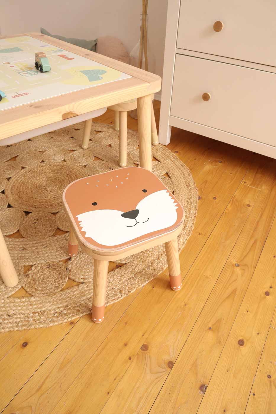 klebefolie ikea flisat kinderhocker tierig fuchs 3