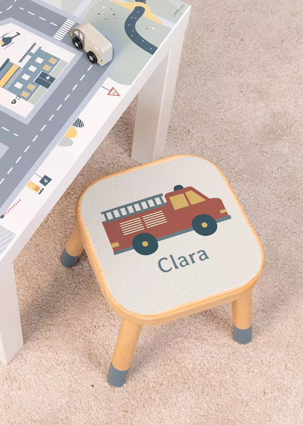 Feuerwehr Klebefolie für Ikea Flisat Kinderhocker personalisierbar