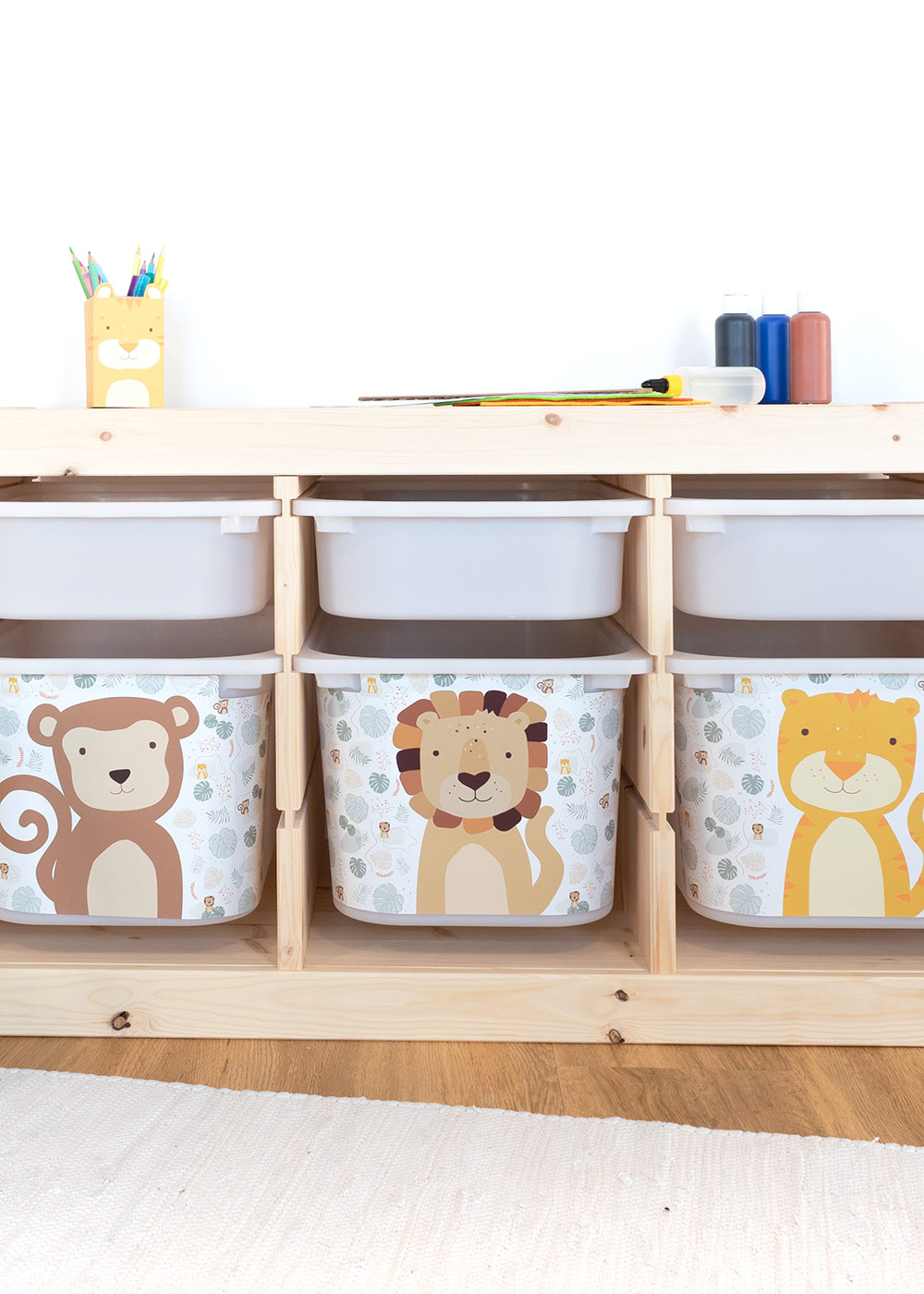 stickerset ikea trofast box mittel tierig safari 3er set 0
