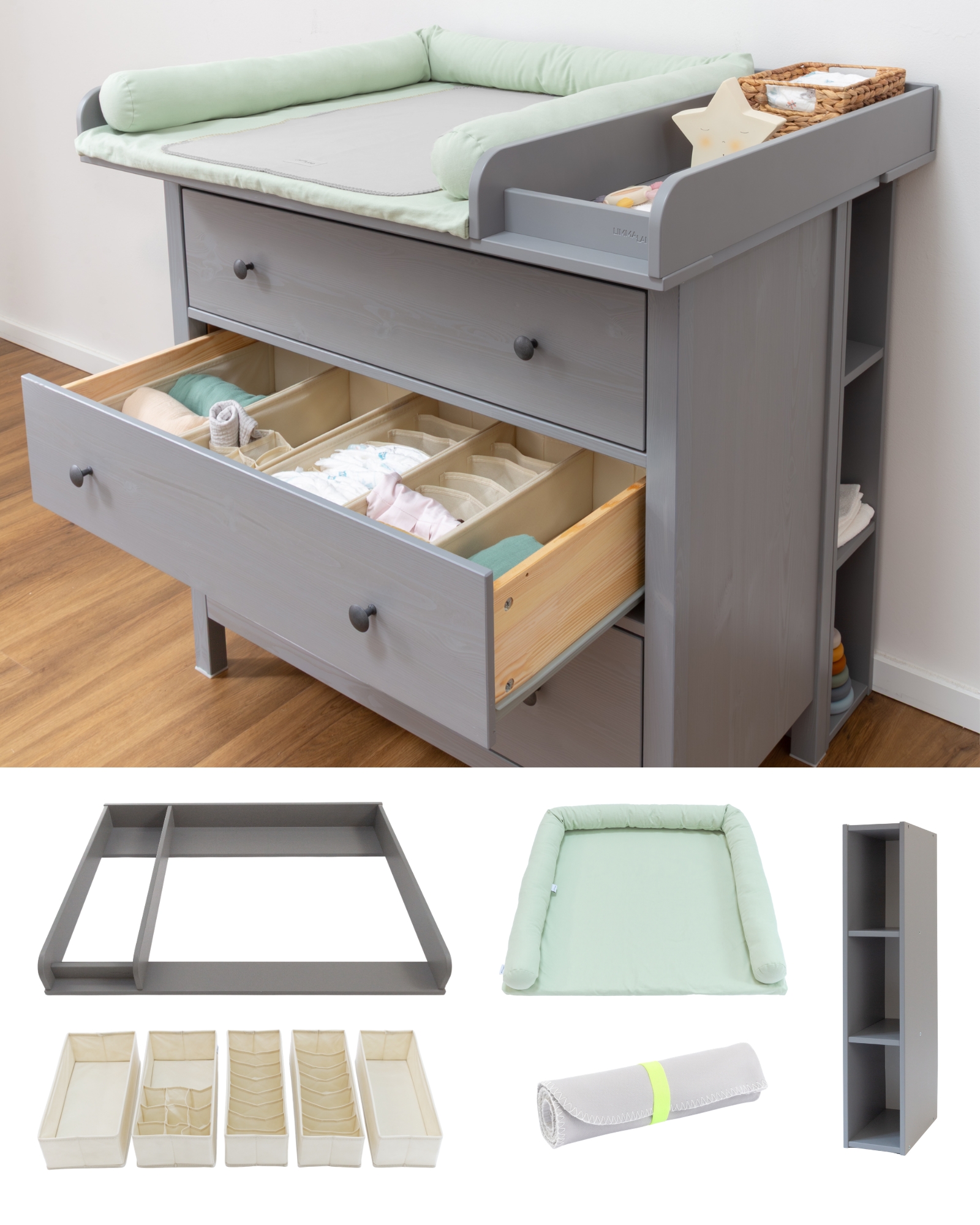 wickelkommode ikea hemnes 108 set grau premium eukalyptus light 00