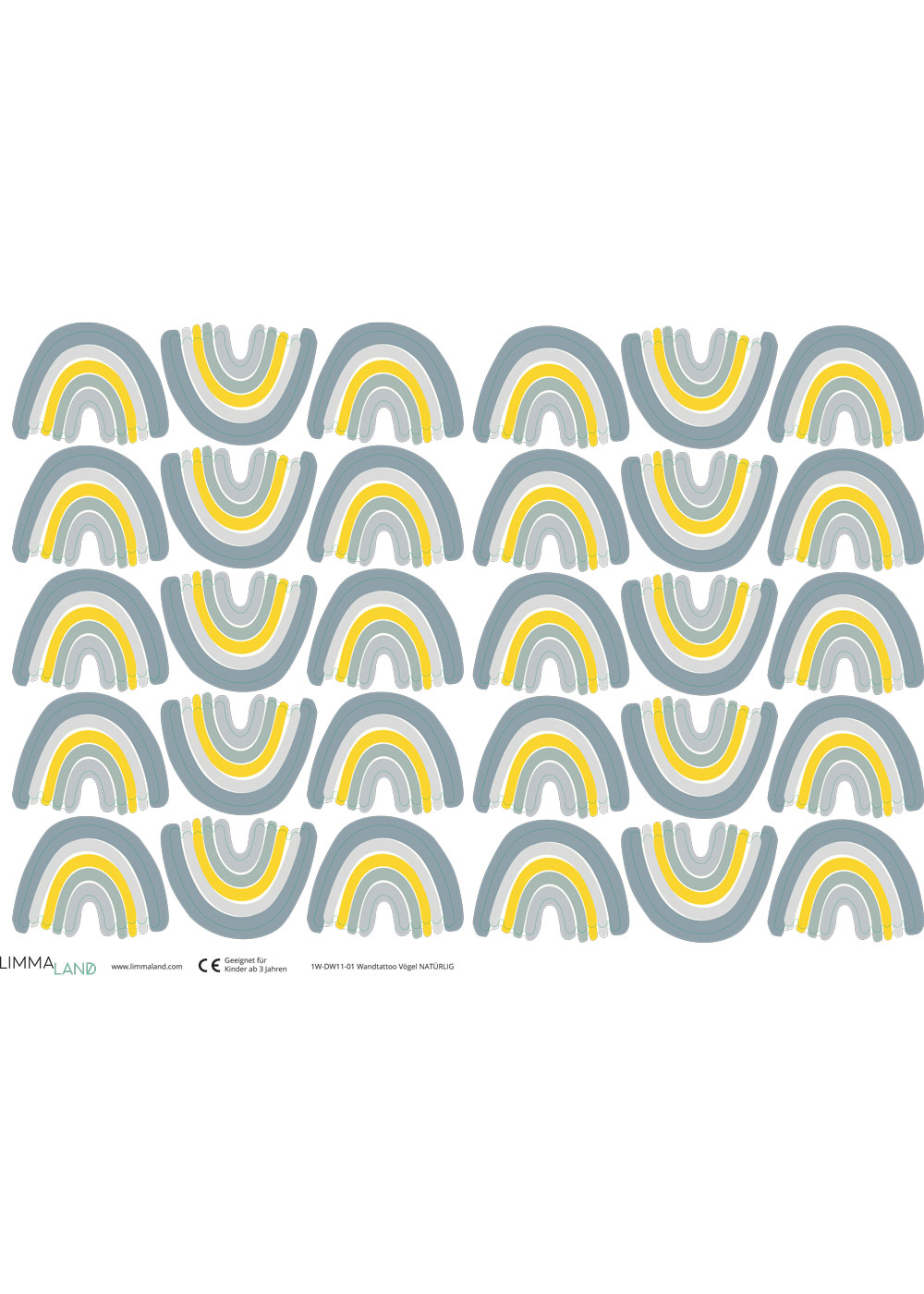 stickerset wand moebel regenbogen nordisch blau 99
