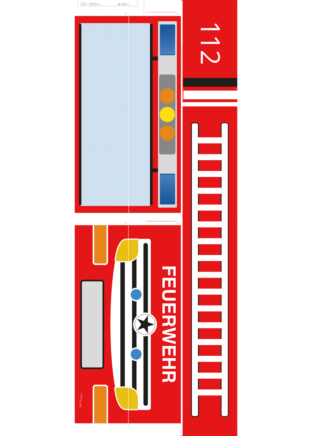 klebefolie ikea kura hochbett feuerwehrauto rot 3