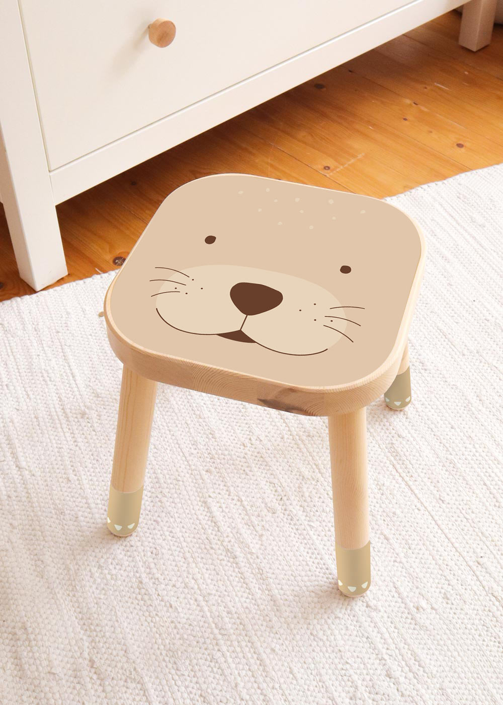 klebefolie ikea flisat kinderhocker tierig otter 1