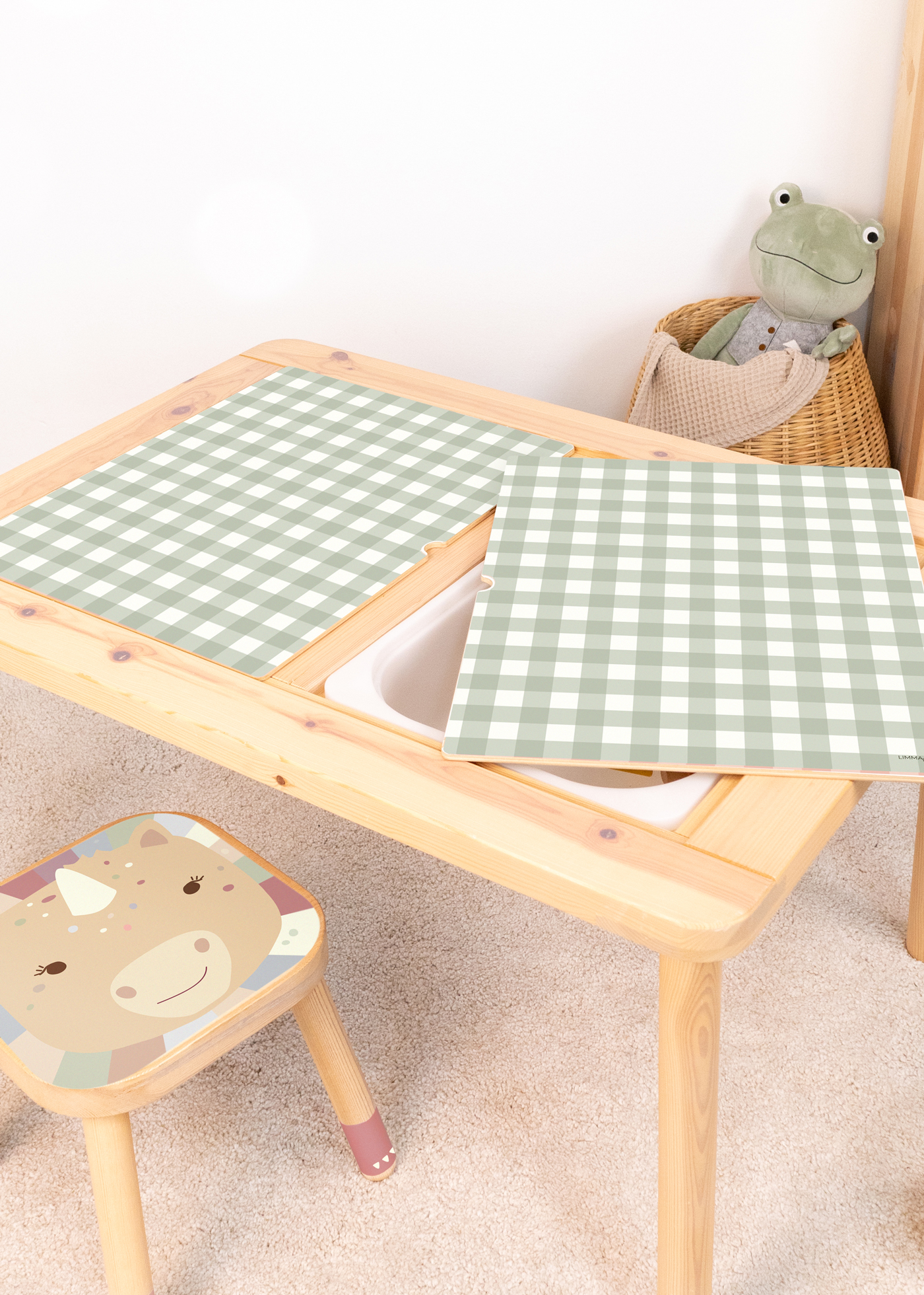 klebefolie ikea flisat kindertisch vichy karo ukalyptus 3