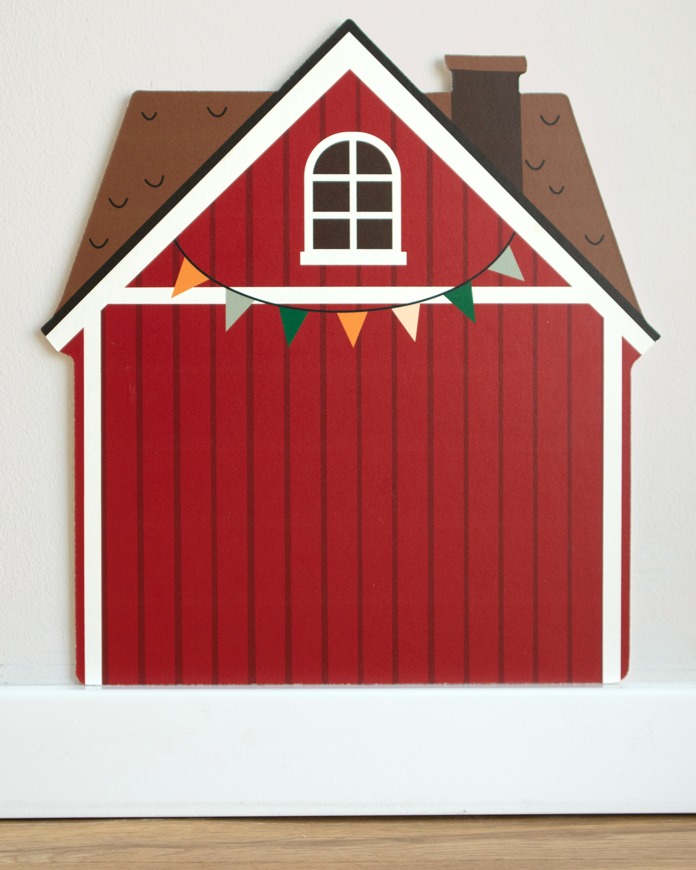 Holzschild, Wälderhaus, Rot, Fensterförmiges Haus, Girlanden