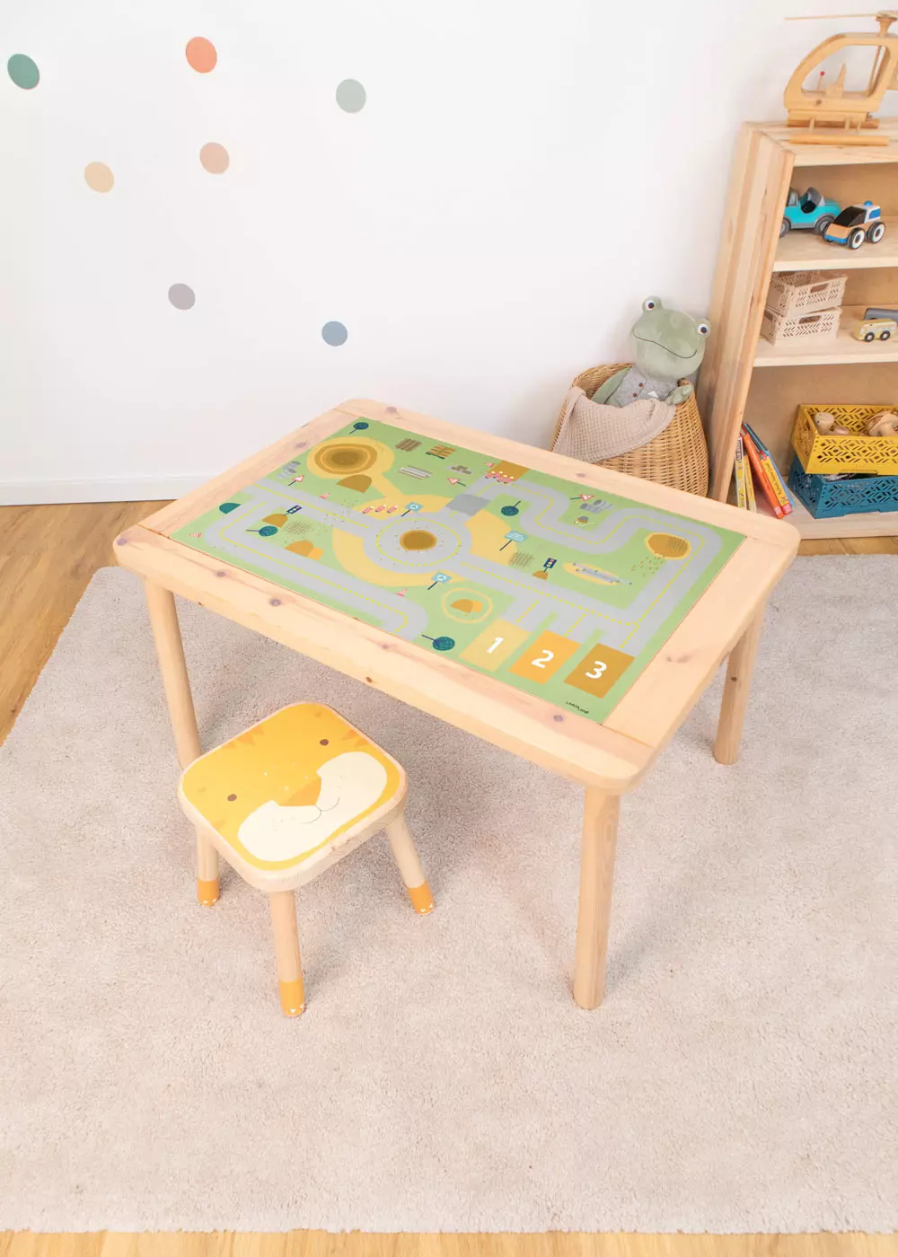 Klebefolie für Ikea Flisat Kindertisch mit Baustelle Motiv