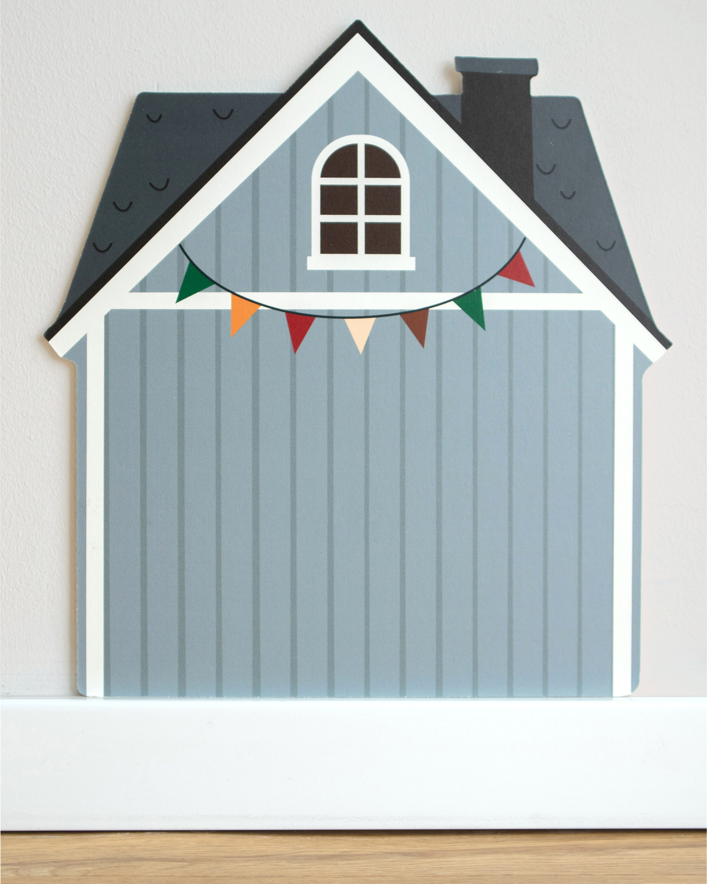 haus, wanddekoration, girlande, blau, grau