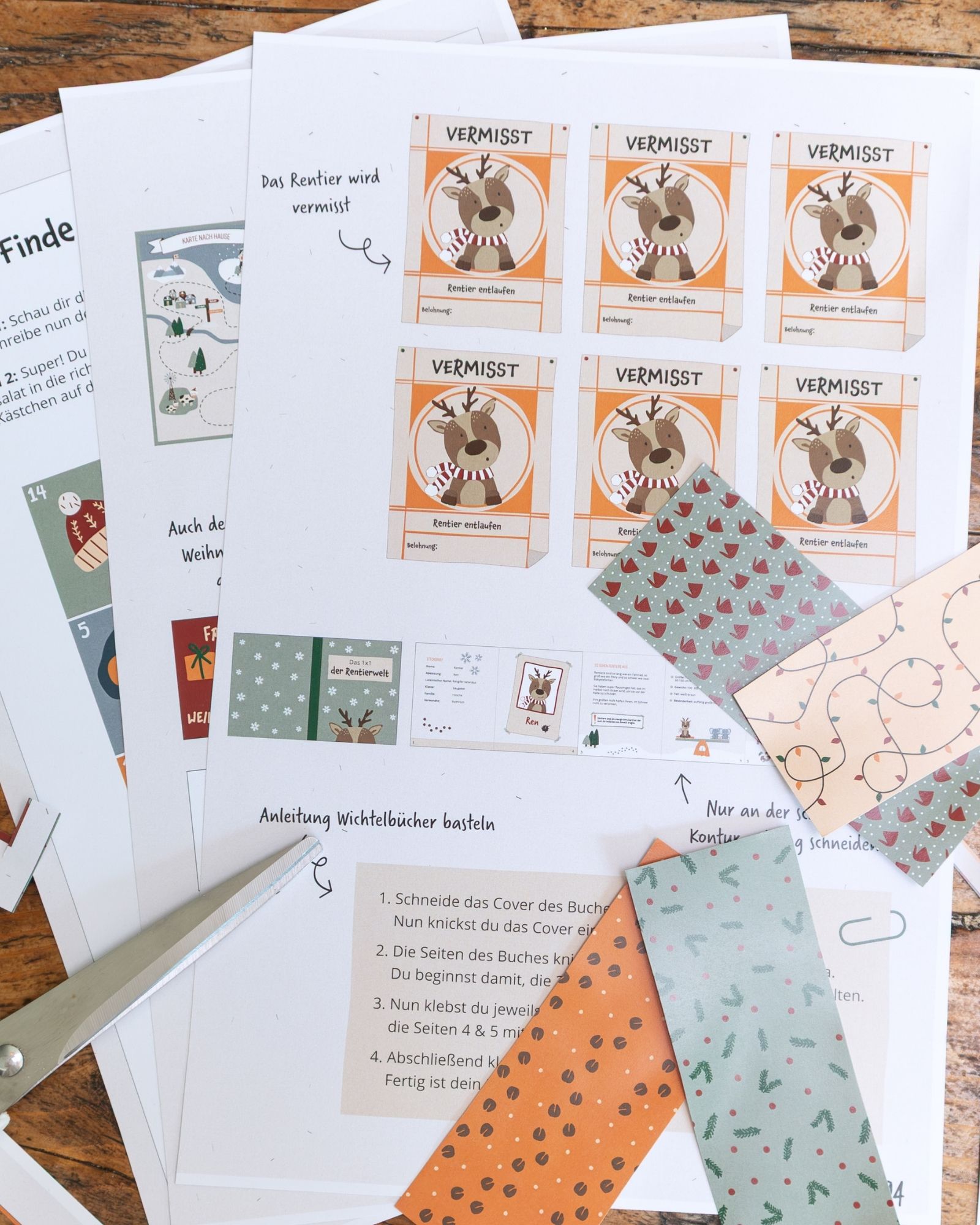 Pappe, Sticker, Rentier, Weihnachtsprojekt, Bastelset