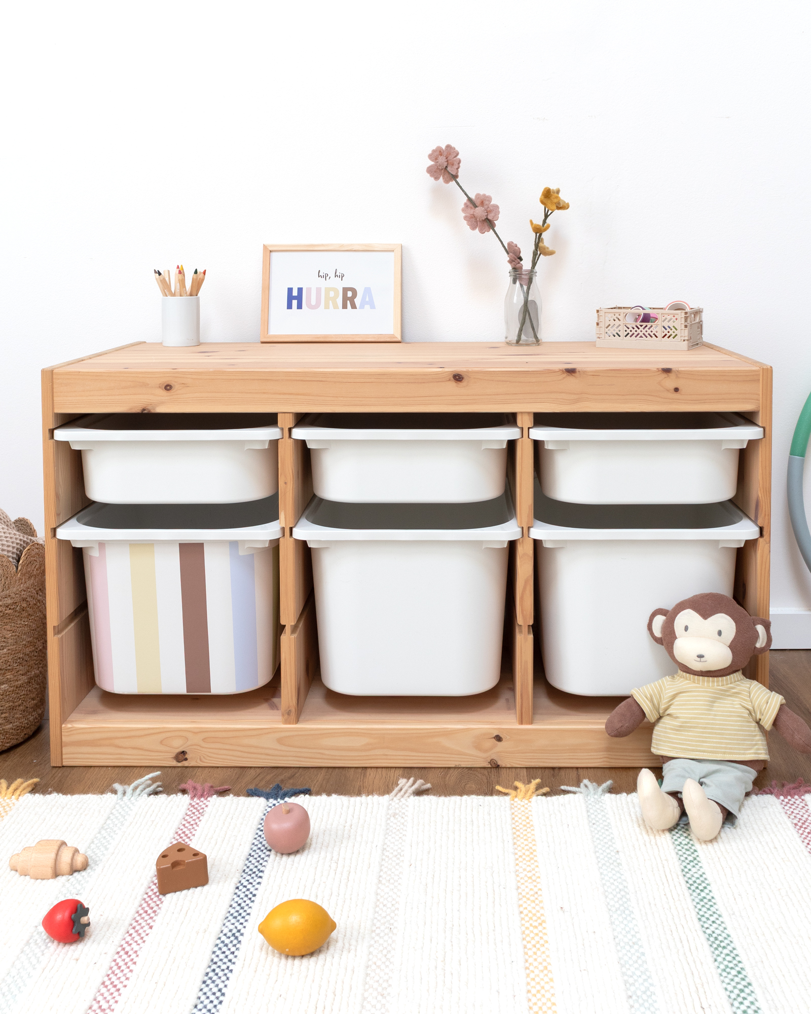 klebefolie ikea trofast box mittel kopfseite vichy streifig bunt 1