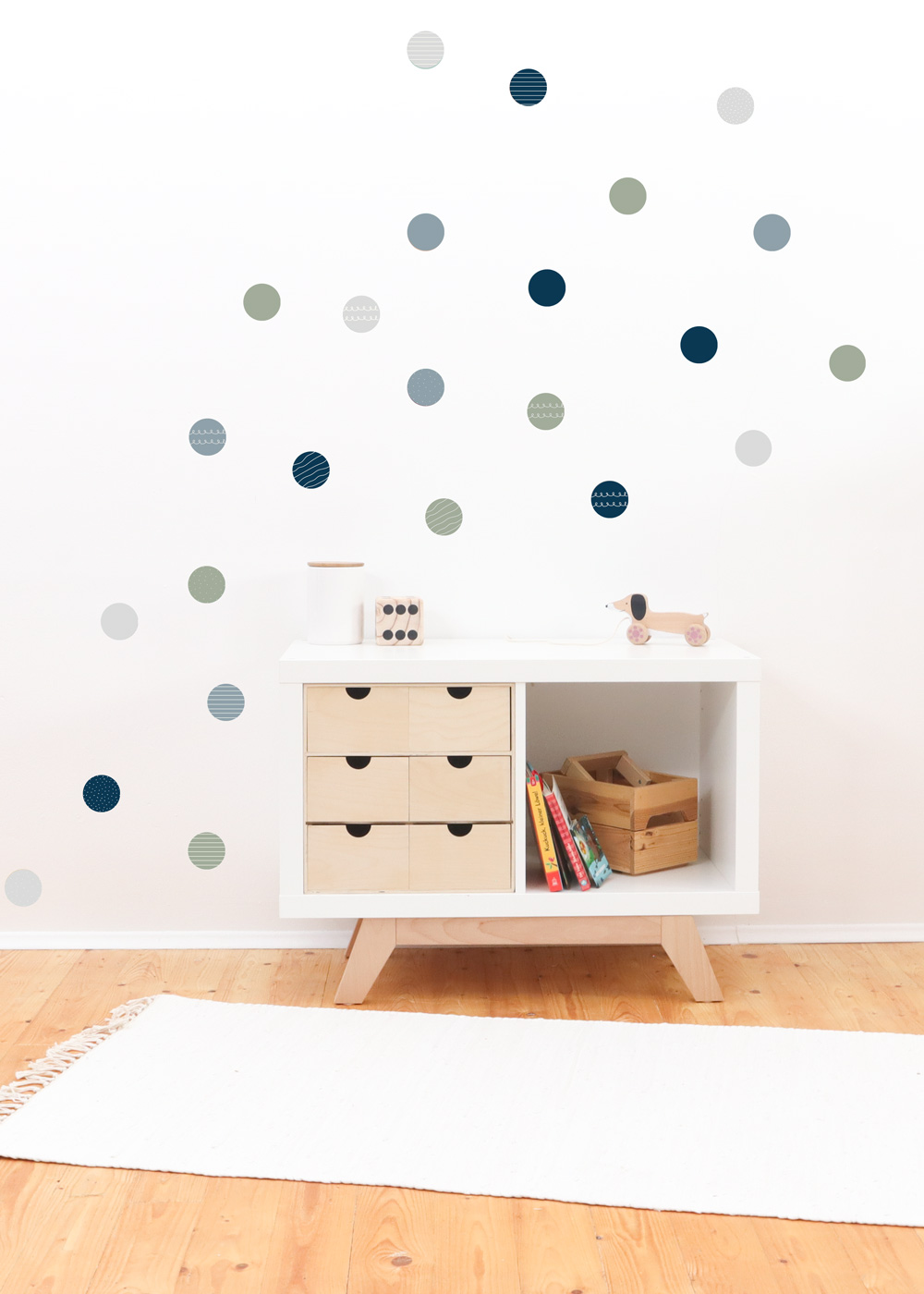 stickerset wand moebel polka dots nordisch blau eukalyptus 0
