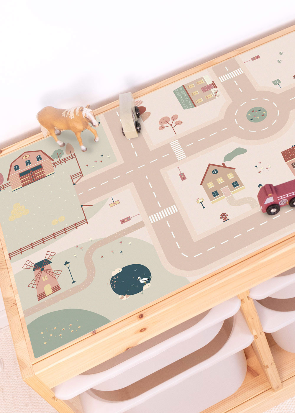 Ikea Trofast Regal mit Klebefolie mit Spielstraße Motiv von Limmaland verschönern Ikea Trofast Regal mit Klebefolie mit Spielstraße Motiv von Limmaland verschönern