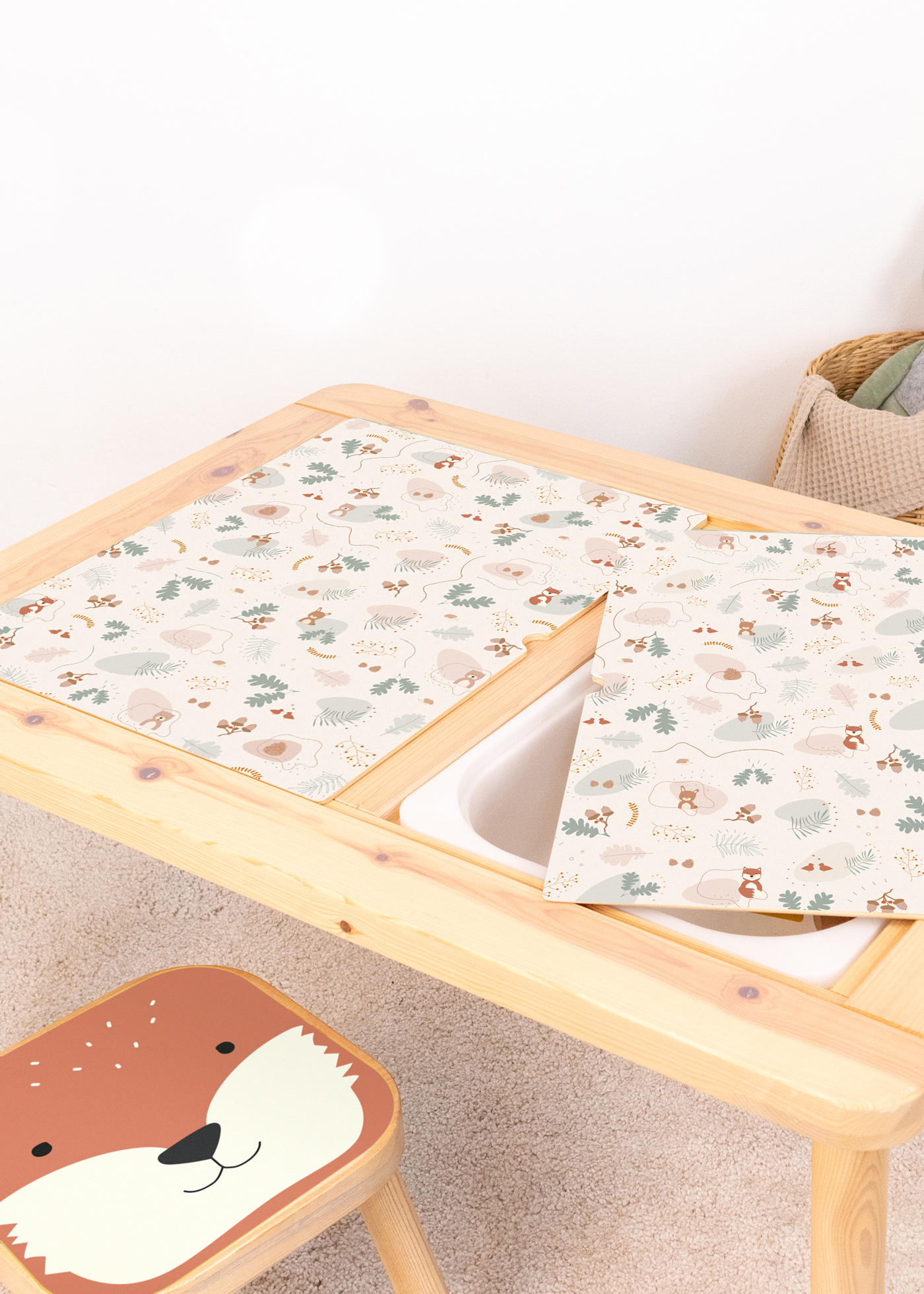 klebefolie ikea flisat kindertisch tierig waldig 1