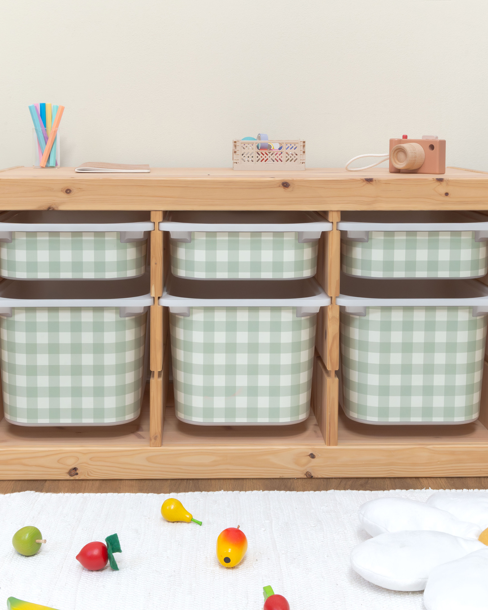storage, bin, cabinet, grün-kariert, Spielzimmer