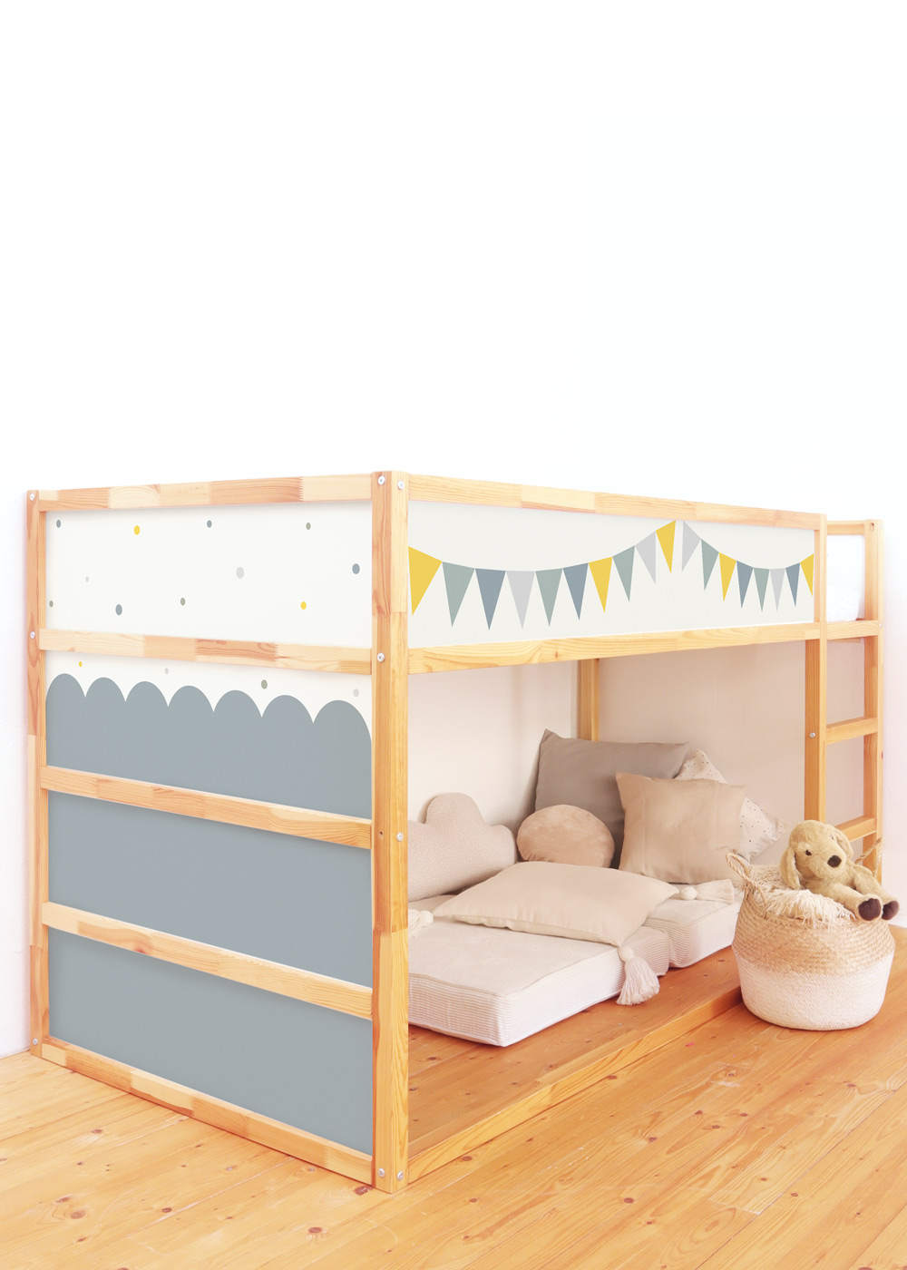 klebefolie ikea kura hochbett vimpel nordisch blau 5er set 0