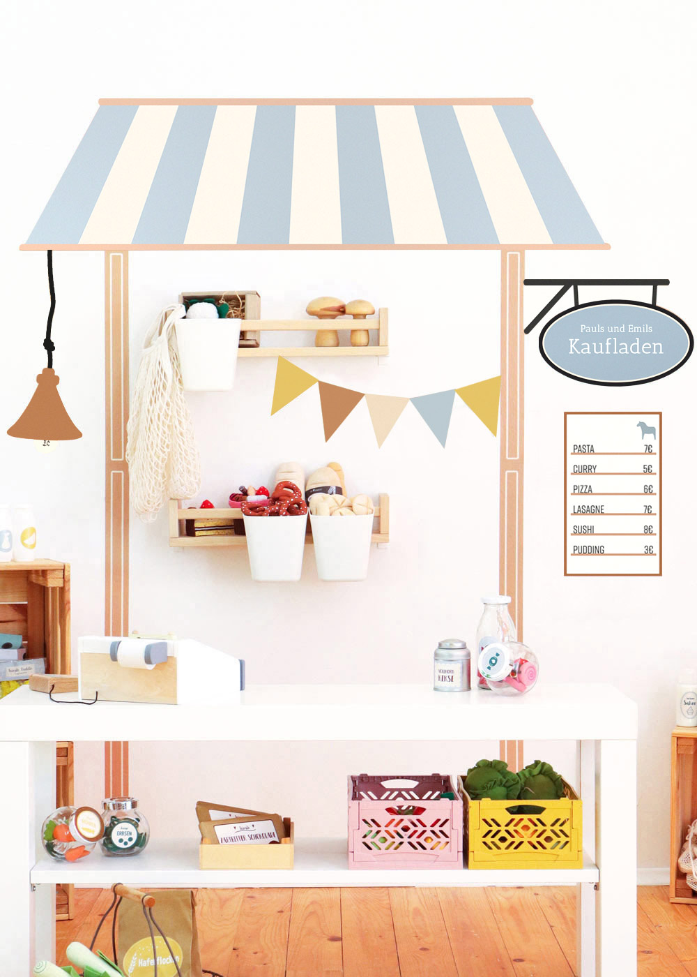 klebefolie diy ikea kaufladen lille bud nordisch blau 0