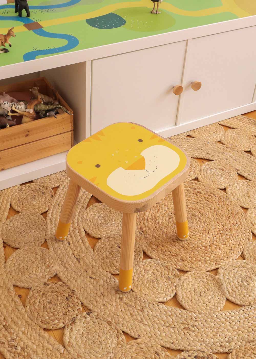 klebefolie ikea flisat kinderhocker-tierig tiger 4