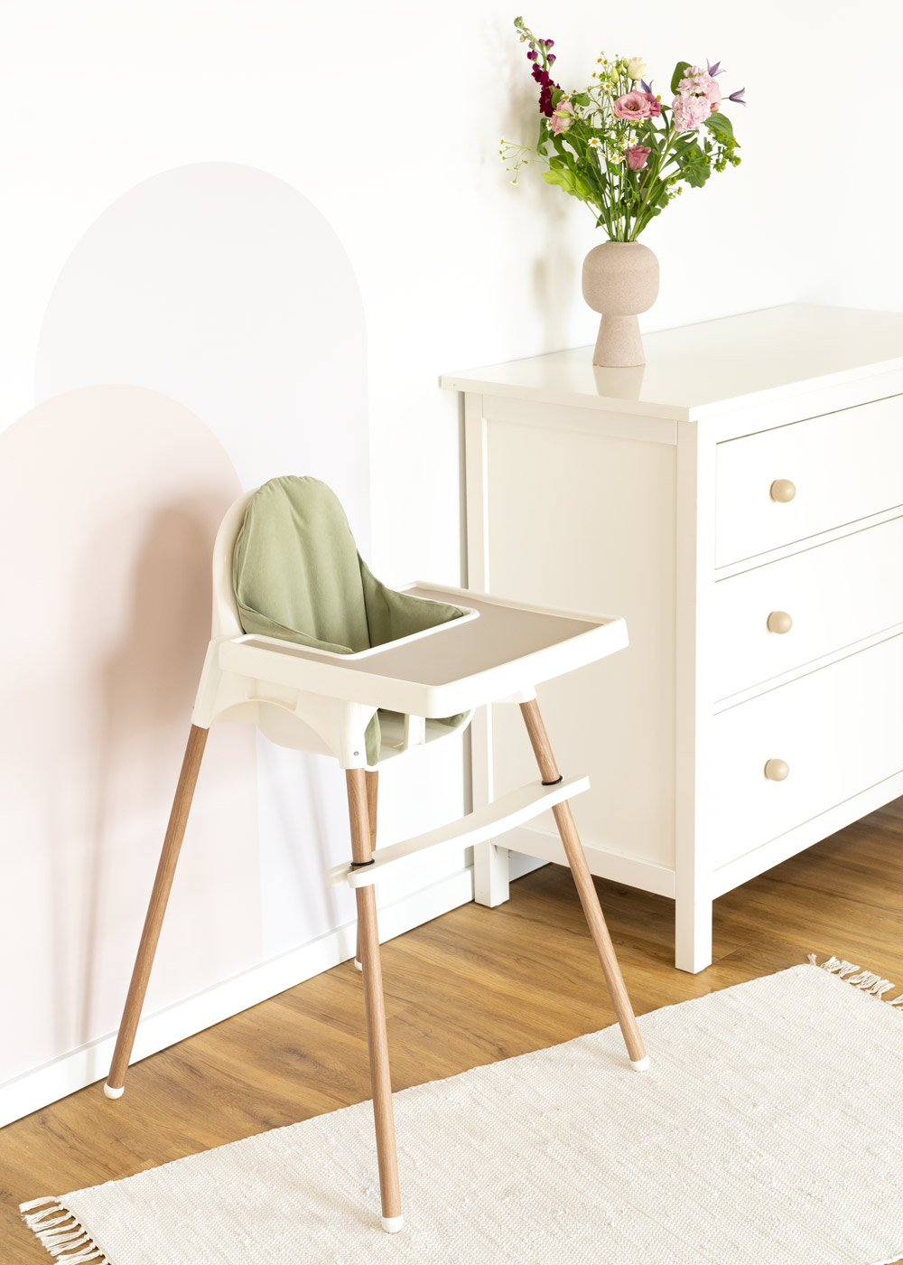Eukalyptus Kissenhülle für den IKEA Antilop Kinderhochstuhl