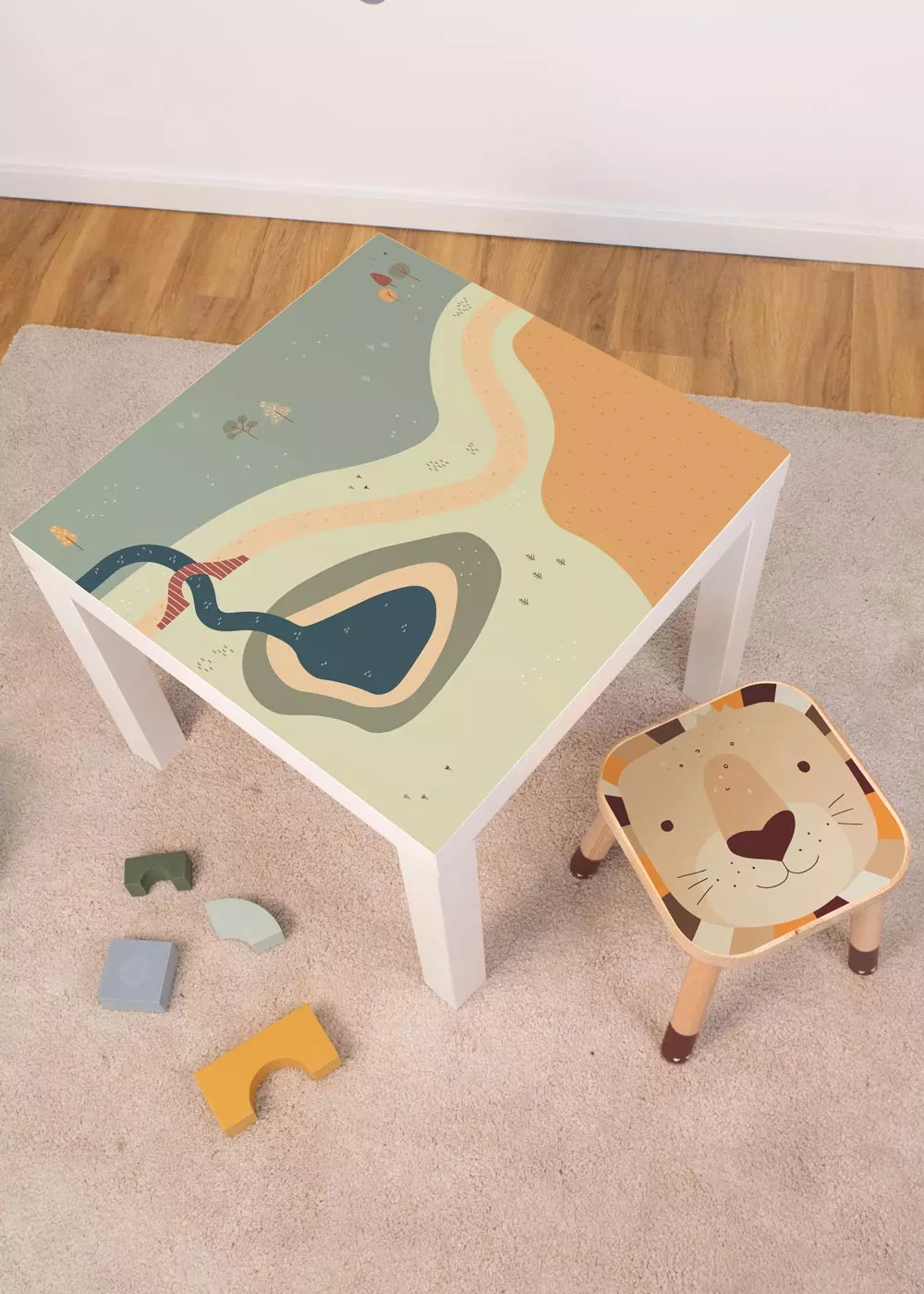 Klebefolie für Ikea Lack Kinderzimmer Regal mit Wiese-Motiv