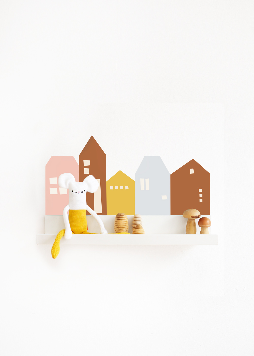 Ikea Mosslanda Bilderleiste Lille Hus eisblau camel Komplettansicht