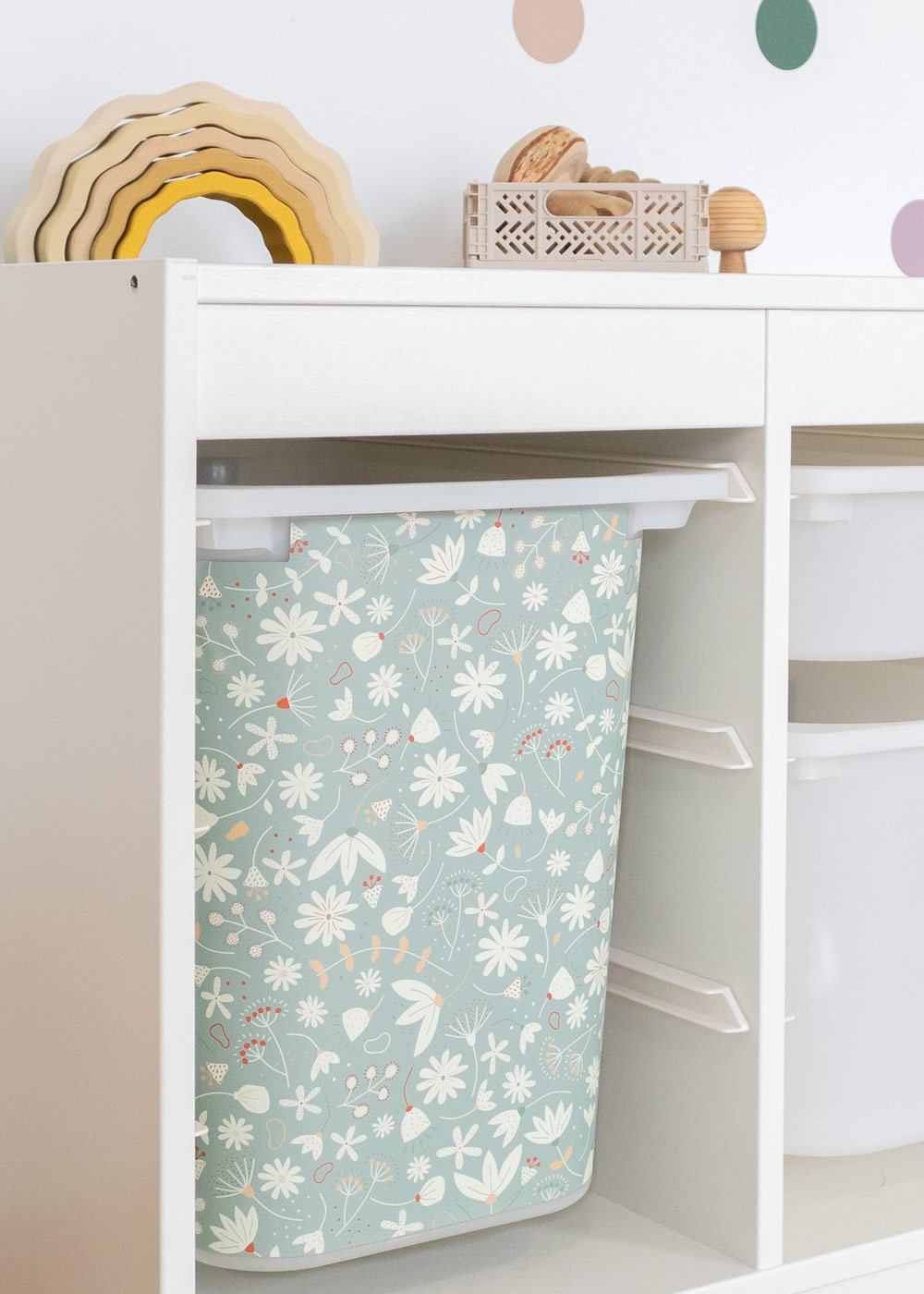Klebefolie für IKEA TROFAST Regal Blumenmuster Grün Ikea Hack IKEA TROFAST Boxen Sticker selbstklebend