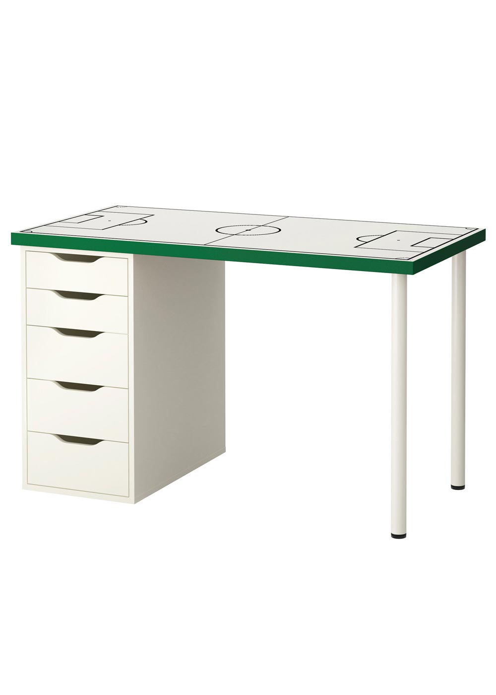 Ikea Linmon Alex Kinderschreibtisch Fussballfeld weiss Gesamtansicht