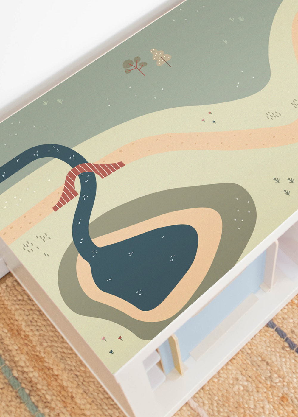 Klebefolie für Ikea Kallax Kinderzimmer Regal mit Wiese-Motiv Klebefolie für Ikea Kallax Kinderzimmer Regal mit Wiese-Motiv