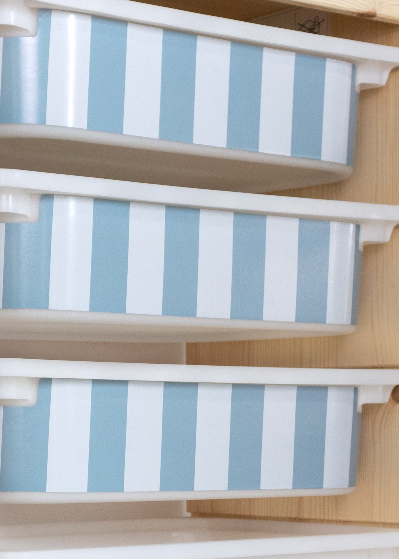 stickerset ikea trofast box klein laengsseite streifig nordisch Blau 3er set