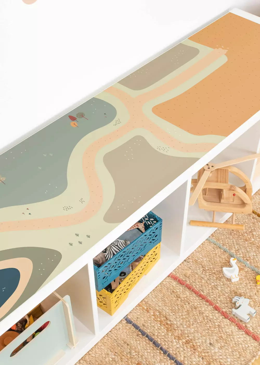 Klebefolie für Ikea Kallax Kinderzimmer Regal mit Wiese-Motiv