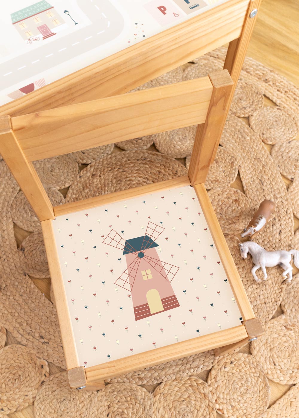 Windmühle Klebefolie für Ikea Lätt Kinderhocker Windmühle Klebefolie für Ikea Lätt Kinderhocker