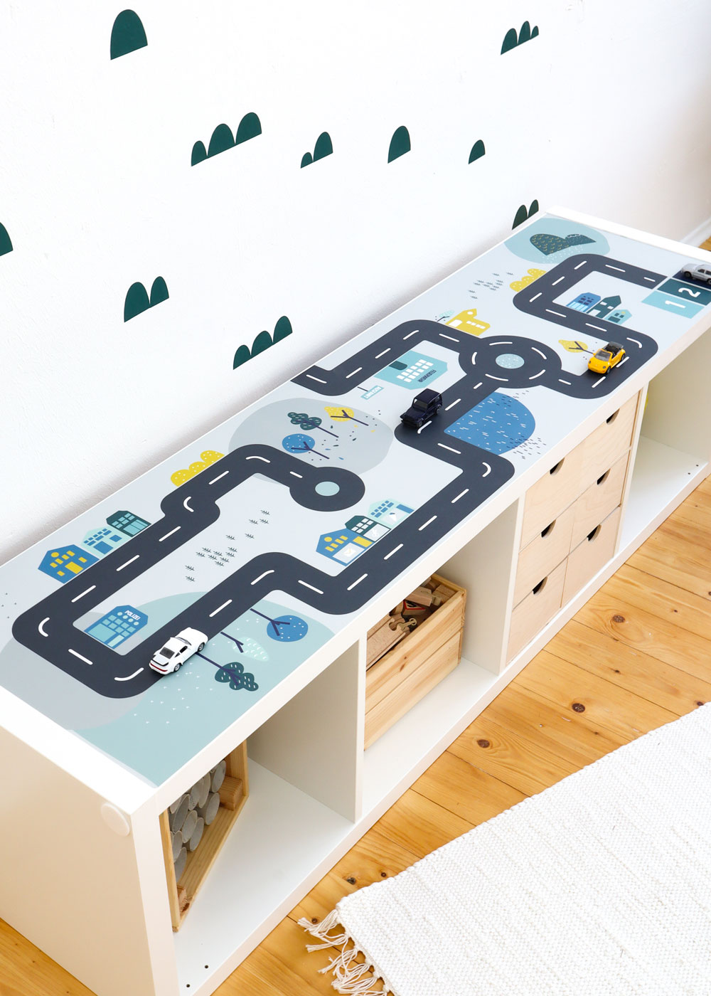 Straßen-Klebefolie für IKEA KALLAX als Spieltisch