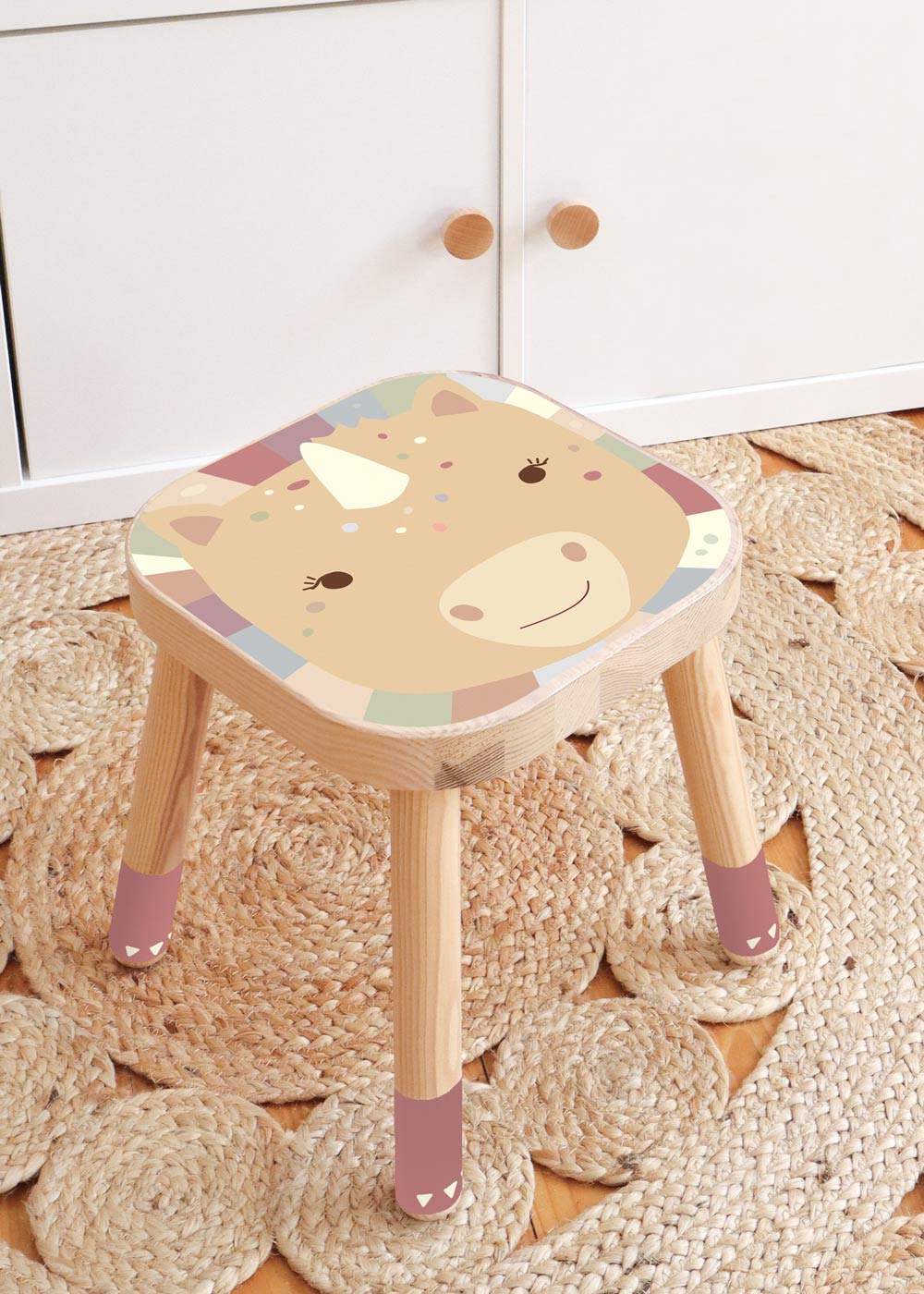 klebefolie ikea flisat kinderhocker tierig einhorn 1