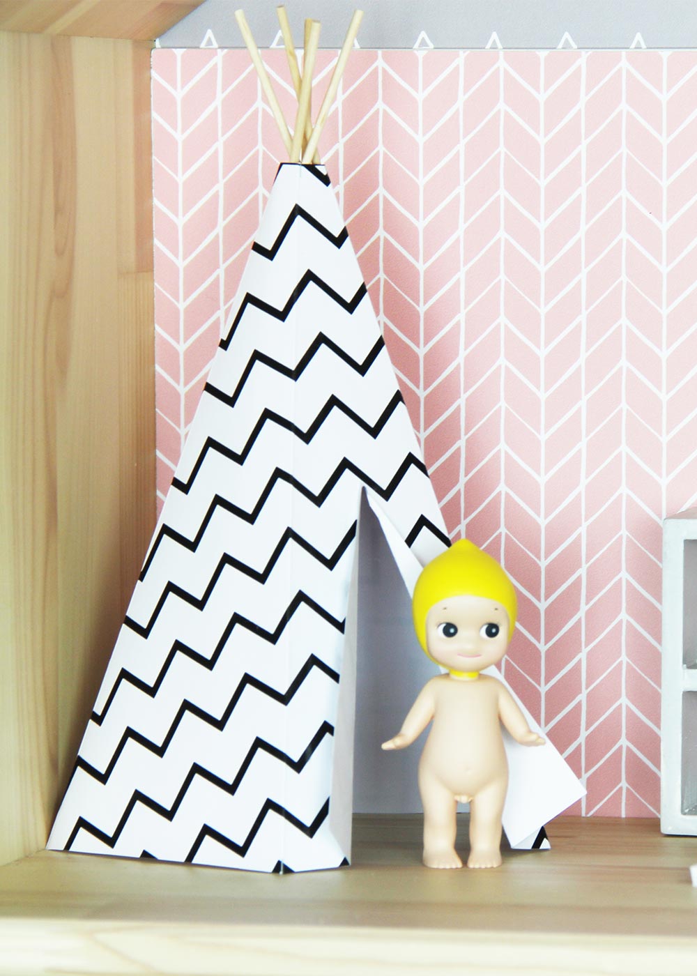 Ikea Flisat Puppenhaus Tapete Lille Stuba rosa hellgrau Zelt