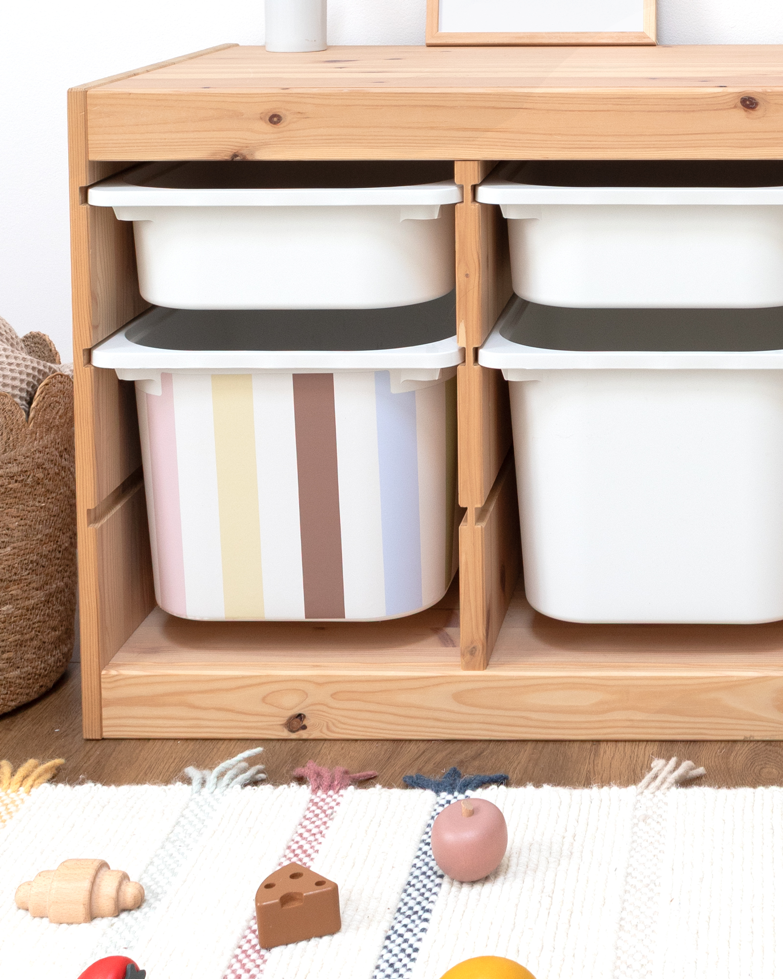 klebefolie ikea trofast box mittel kopfseite vichy streifig bunt 2