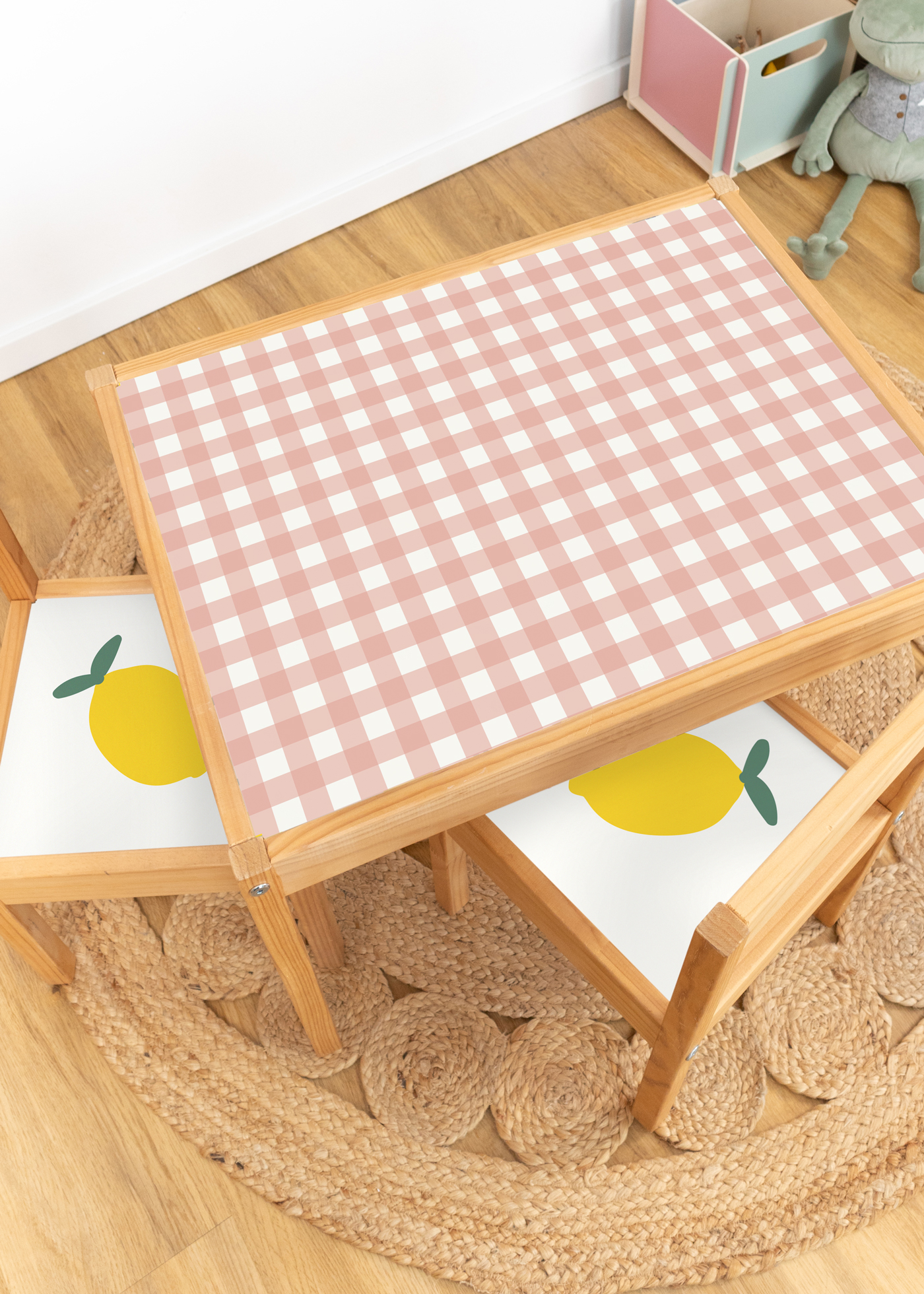 klebefolie ikea laett kindertisch vichy karo rosa 1