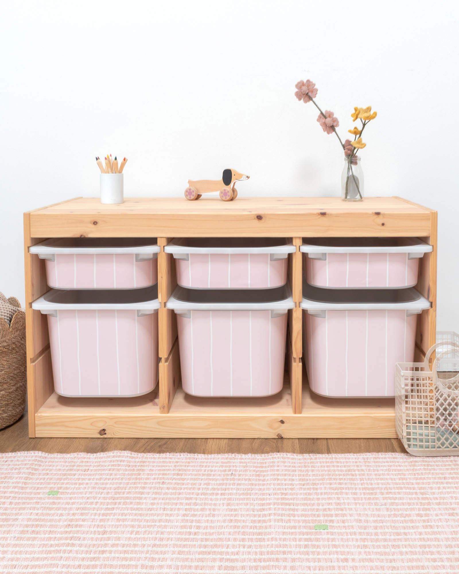 klebefolie ikea trofast box klein kopfseite linie marshmallow 3er Set 0